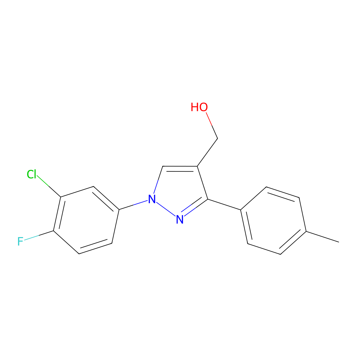 1-(3-Chloro-4-fluorophenyl)-3-(4-methylphenyl)-1H-pyrazole-4-methanol molecular structure, CAS 618383-27-0