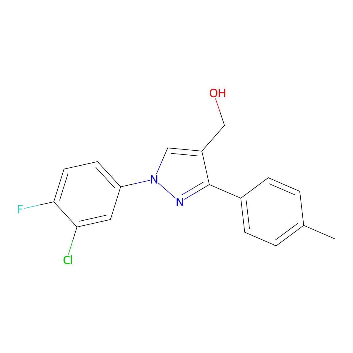 1-(3-Chloro-4-fluorophenyl)-3-(4-methylphenyl)-1H-pyrazole-4-methanol molecular structure, CAS 618383-27-0