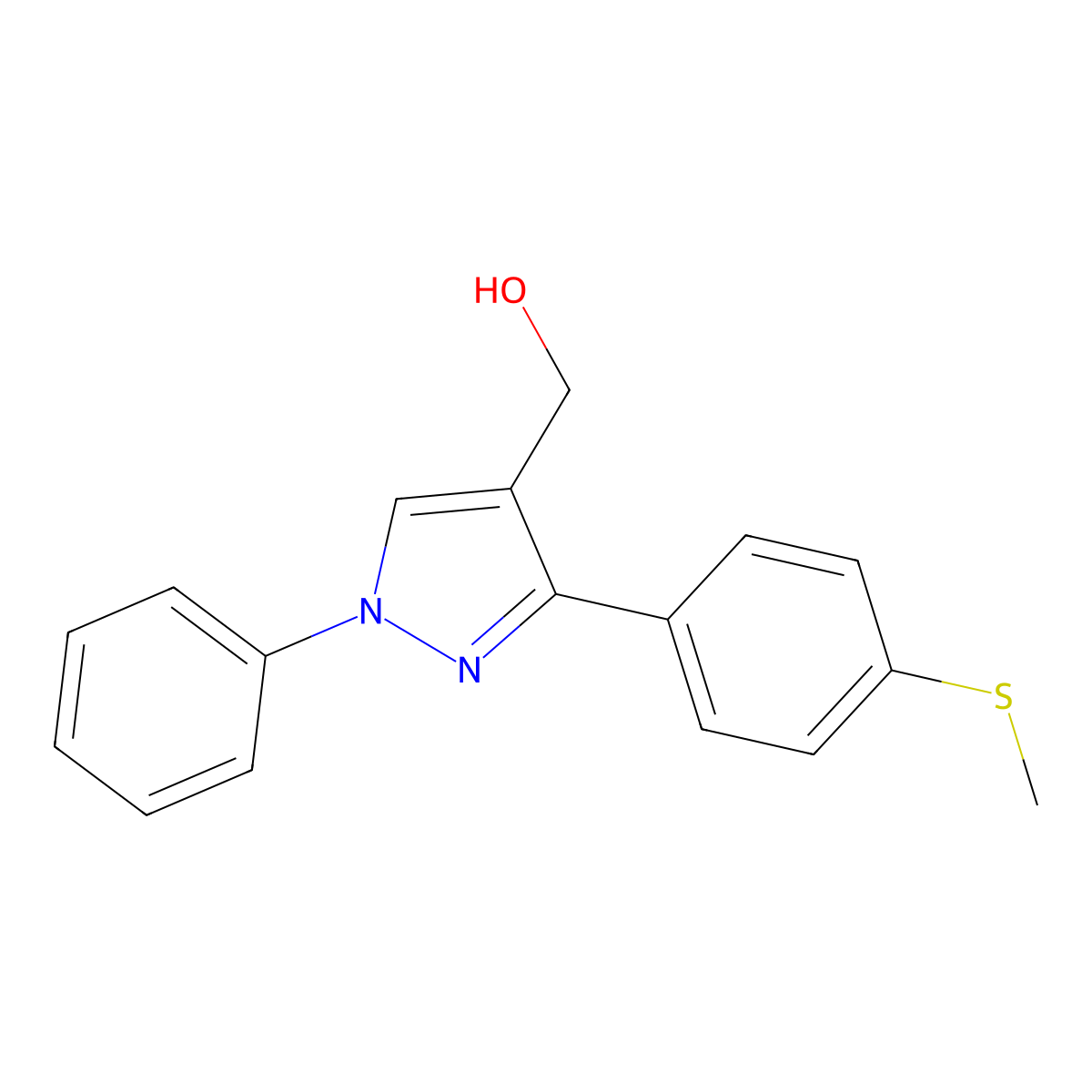 (3-(4-(Methylthio)phenyl)-1-phenyl-1H-pyrazol-4-YL)methanol molecular structure, CAS 618383-30-5