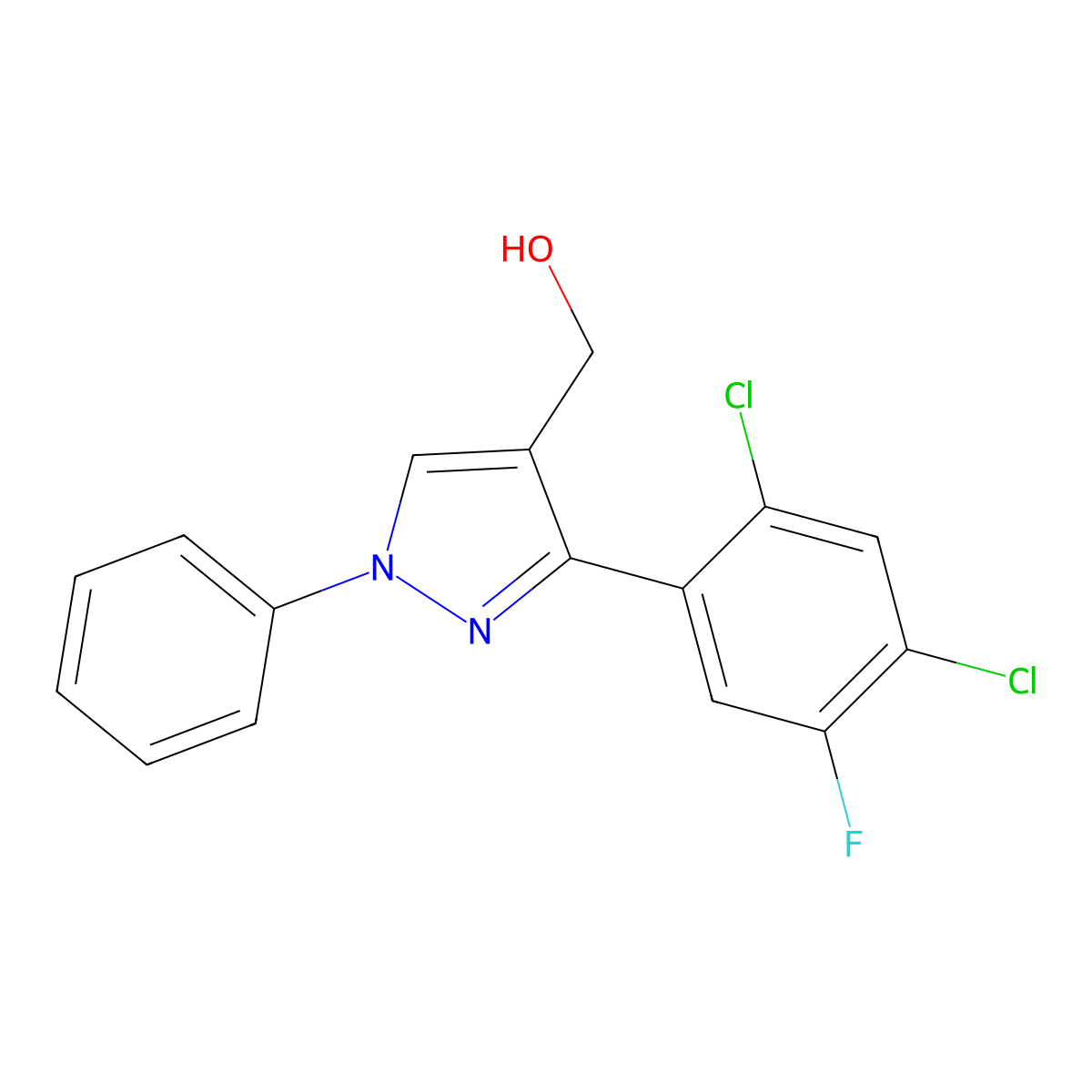 (3-(2,4-Dichloro-5-fluorophenyl)-1-phenyl-1H-pyrazol-4-YL)methanol molecular structure, CAS 618383-32-7