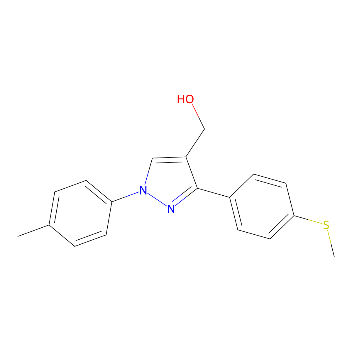 (1-(4-Methylphenyl)-3-(4-(methylthio)phenyl)-1H-pyrazol-4-YL)methanol molecular structure, CAS 618383-33-8