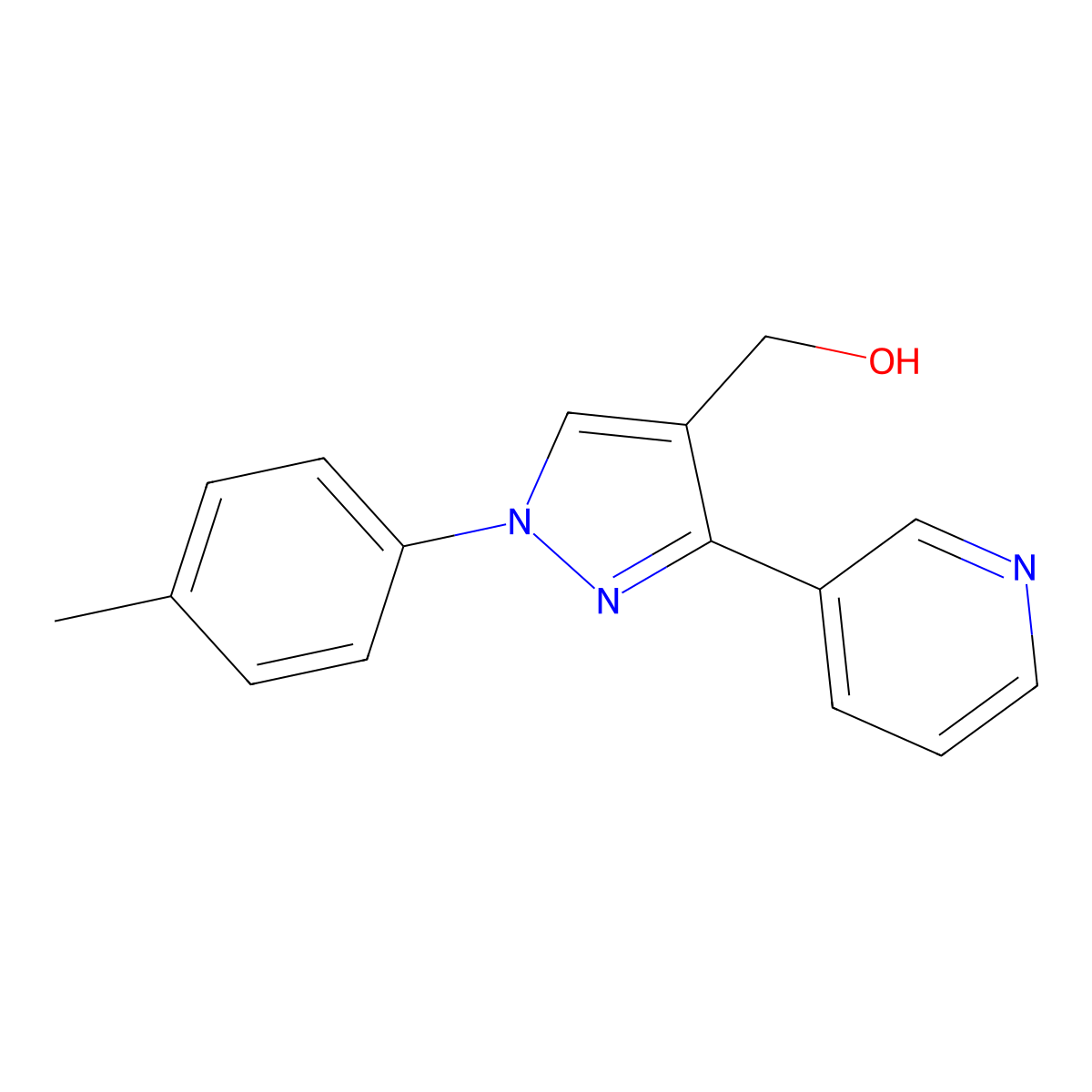 (3-(Pyridin-3-yl)-1-(p-tolyl)-1H-pyrazol-4-yl)methanol molecular structure, CAS 618383-34-9