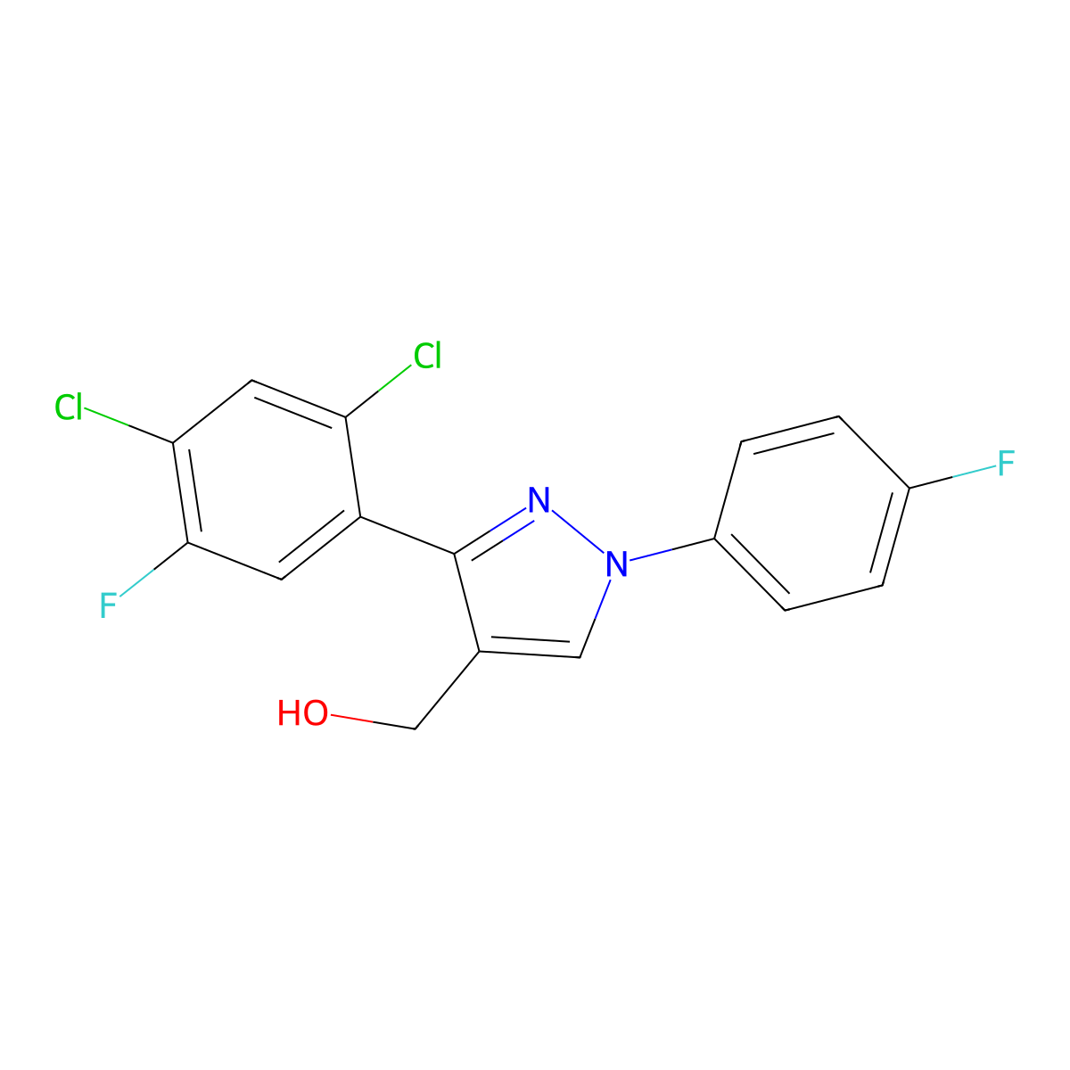 3-(2,4-Dichloro-5-fluorophenyl)-1-(4-fluorophenyl)-1H-pyrazole-4-methanol molecular structure, CAS 618383-38-3