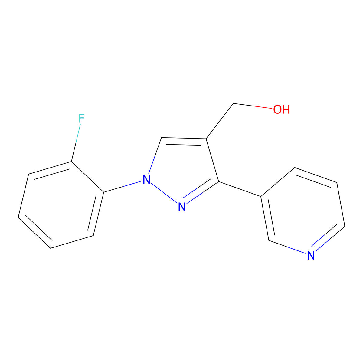 (1-(2-Fluorophenyl)-3-(pyridin-3-YL)-1H-pyrazol-4-YL)methanol molecular structure, CAS 618383-42-9