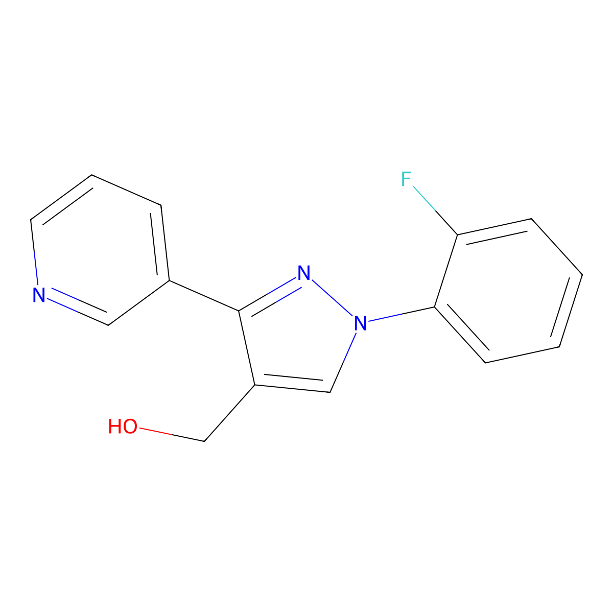 (1-(2-Fluorophenyl)-3-(pyridin-3-YL)-1H-pyrazol-4-YL)methanol molecular structure, CAS 618383-42-9