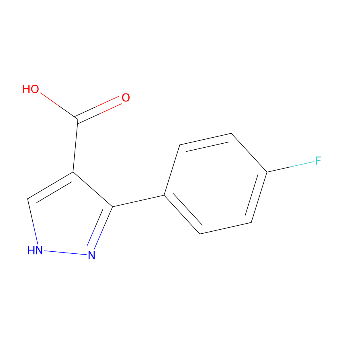 3-(4-fluorophenyl)-1H-pyrazole-4-carboxylic acid molecular structure, CAS 618383-44-1