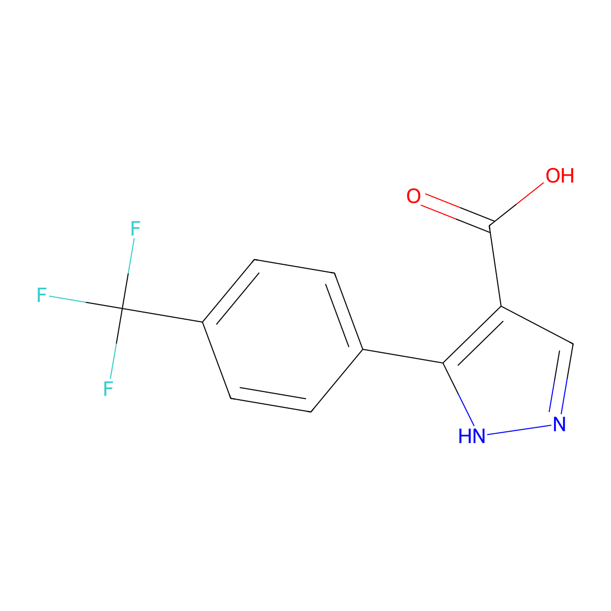 3-[4-(Trifluoromethyl)phenyl]-1H-pyrazole-4-carboxylic acid molecular structure, CAS 618383-45-2