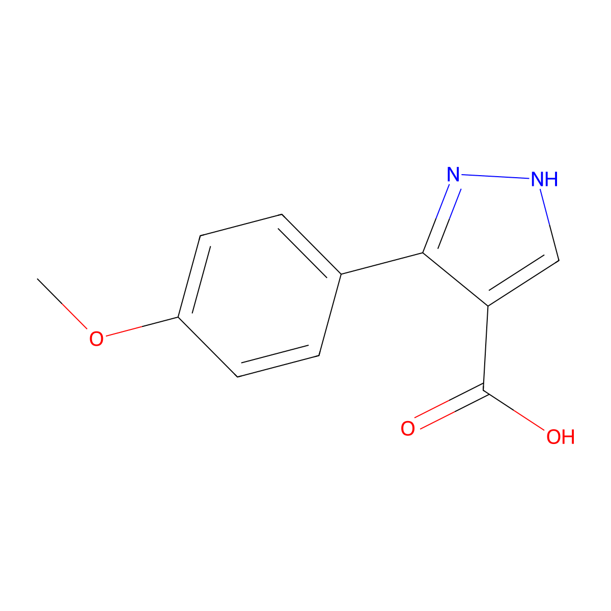 3-(4-Methoxyphenyl)-1H-pyrazole-4-carboxylic acid molecular structure, CAS 618383-46-3