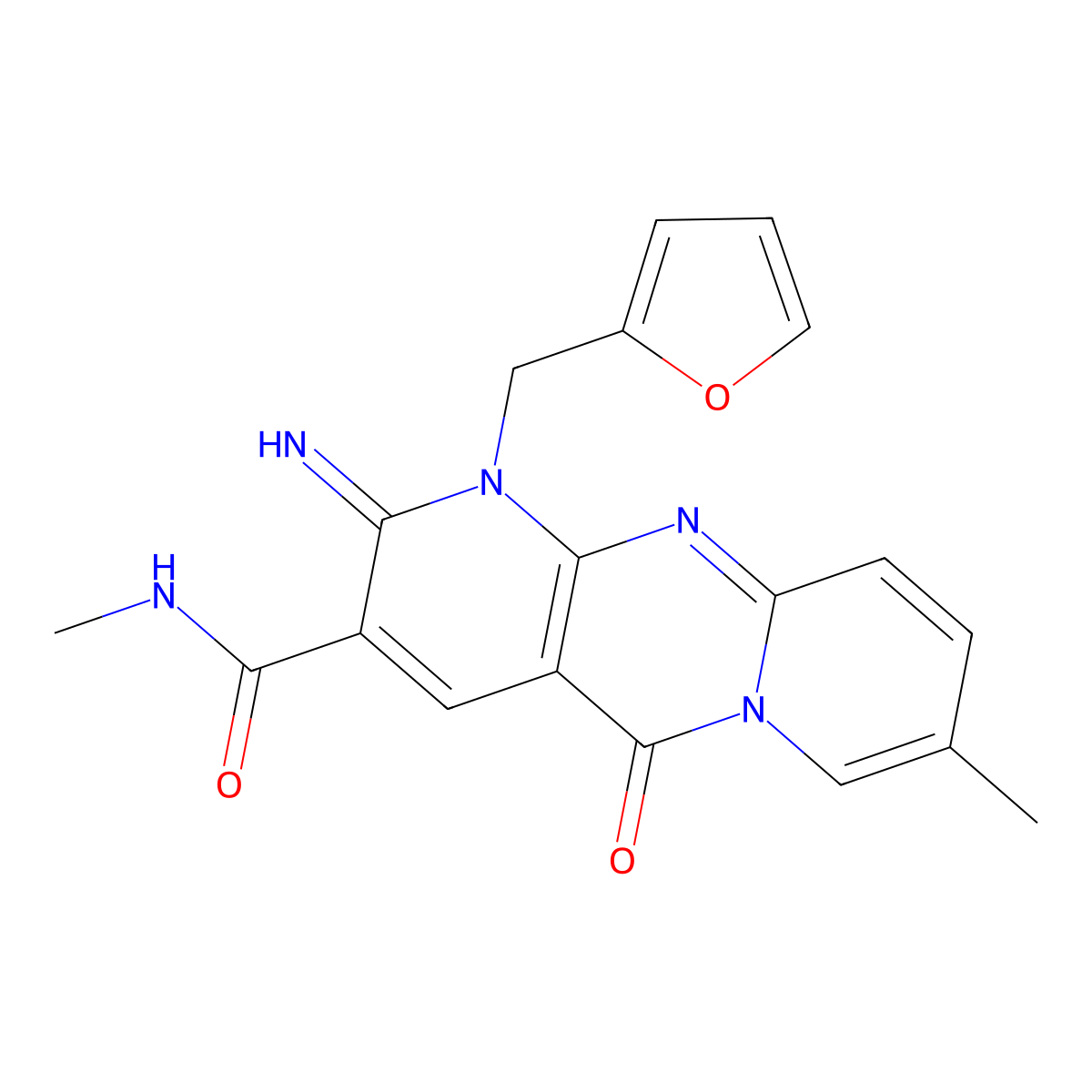 1-(2-Furylmethyl)-2-imino-N,8-dimethyl-5-oxo-1,5-dihydro-2H-dipyrido[1,2-A:2,3-D]pyrimidine-3-carboxamide molecular structure, CAS 618383-64-5