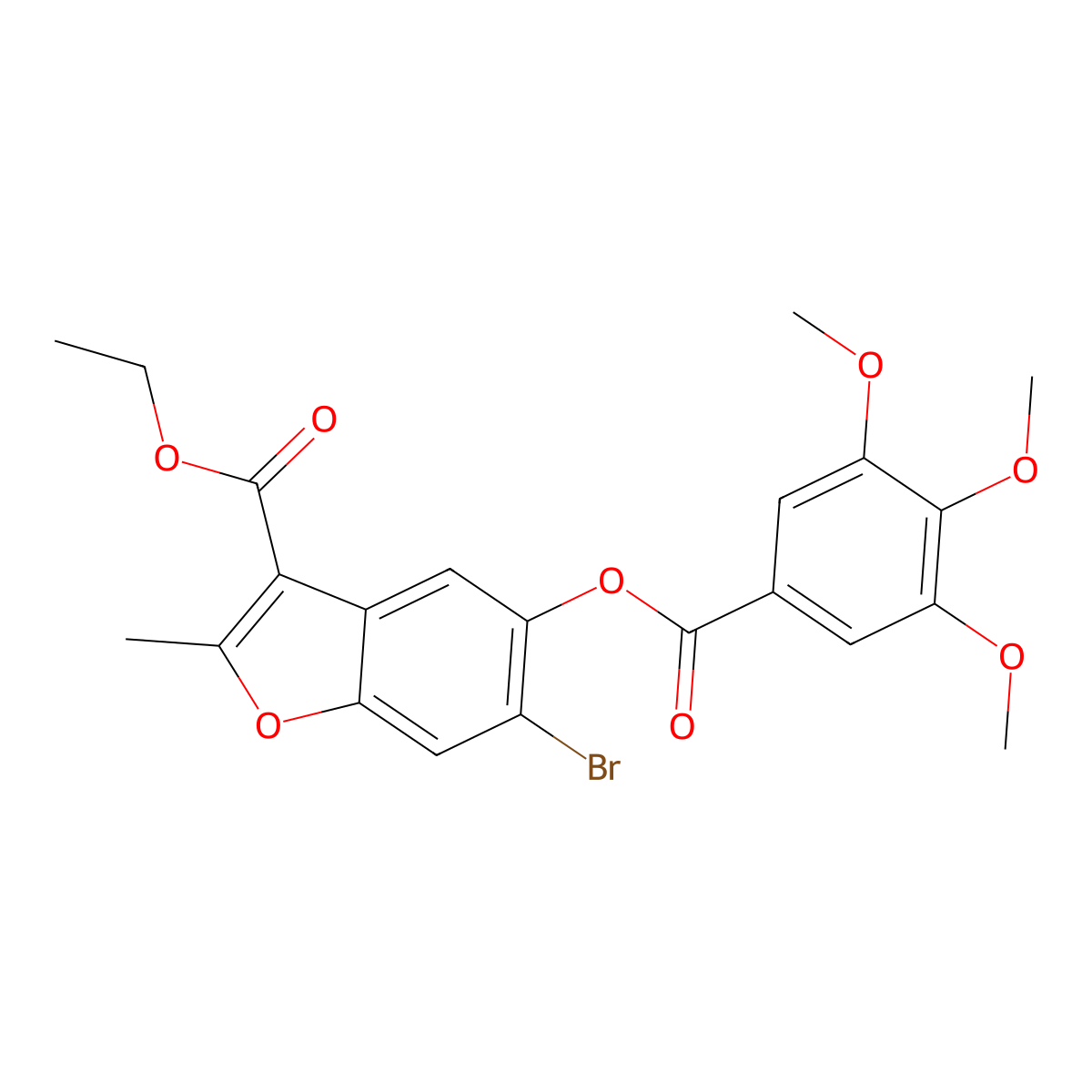 6-Bromo-3-(ethoxycarbonyl)-2-methylbenzo[b]furan-5-yl 3,4,5-trimethoxybenzoate molecular structure, CAS 618389-23-4