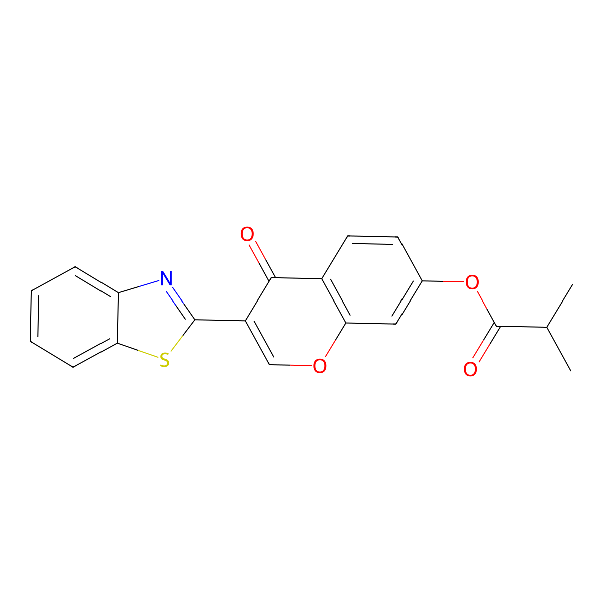 3-(1,3-benzothiazol-2-yl)-4-oxo-4H-chromen-7-yl 2-methylpropanoate molecular structure, CAS 618389-27-8