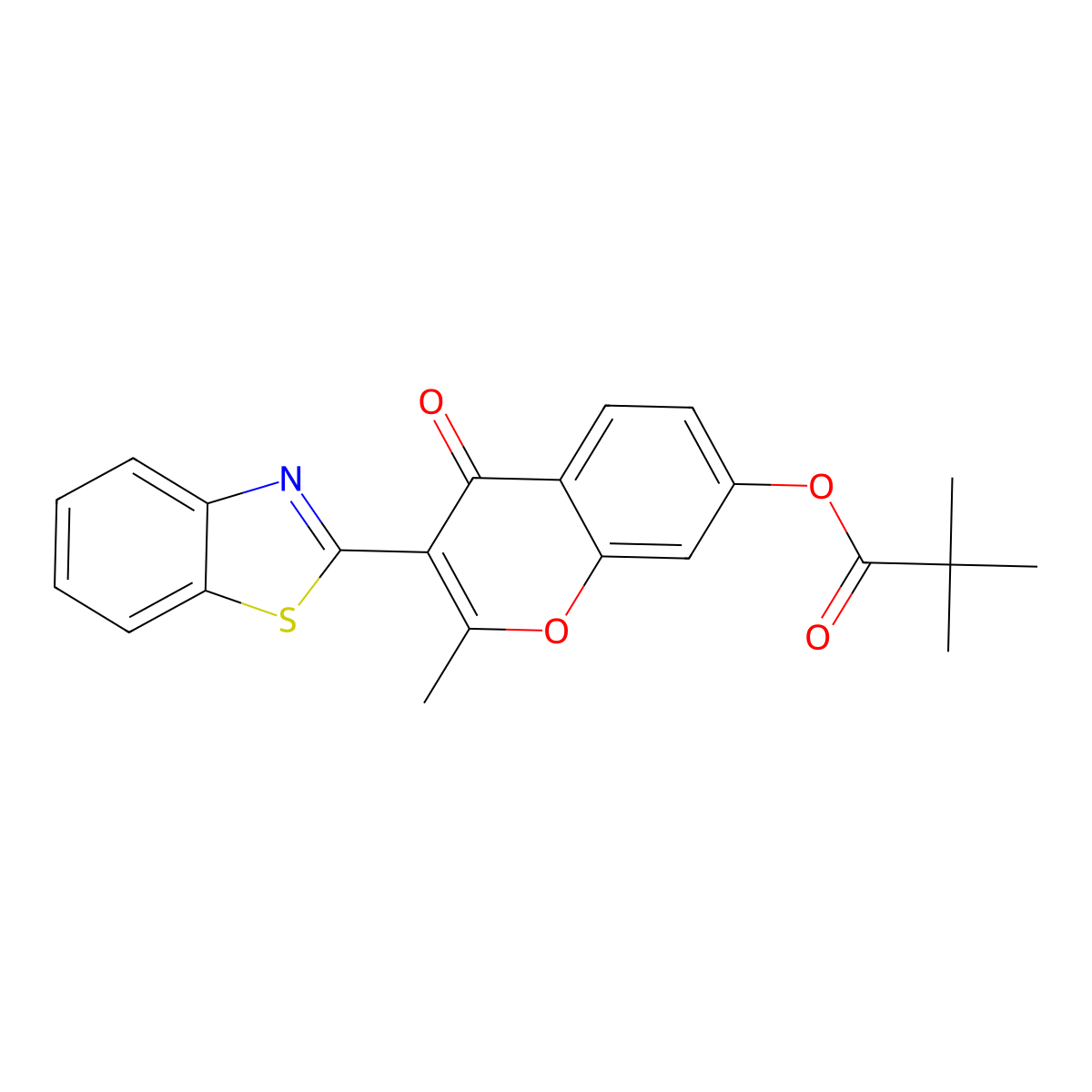 3-(1,3-benzothiazol-2-yl)-2-methyl-4-oxo-4H-chromen-7-yl 2,2-dimethylpropanoate molecular structure, CAS 618389-28-9