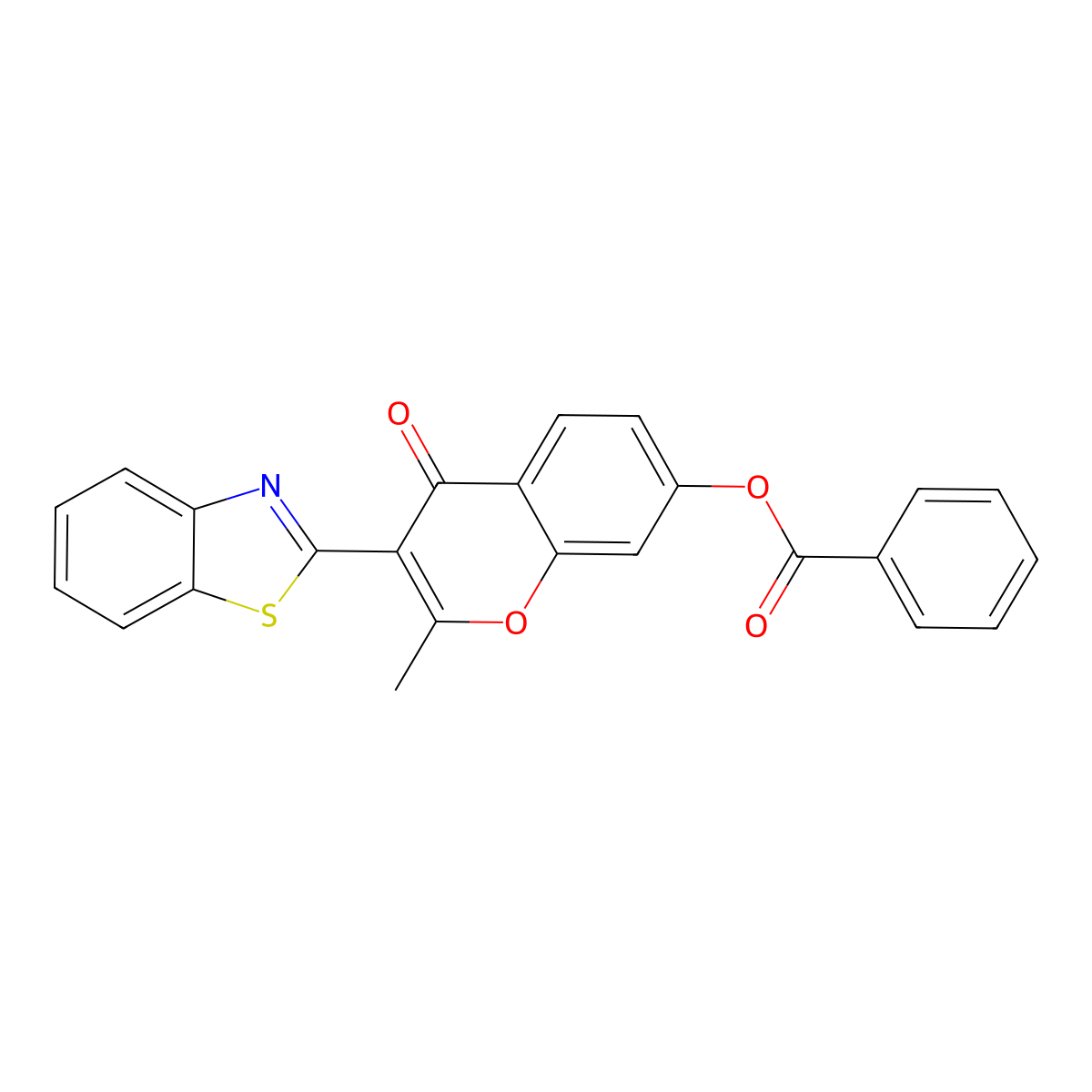 3-(1,3-benzothiazol-2-yl)-2-methyl-4-oxo-4H-chromen-7-yl benzoate molecular structure, CAS 618389-33-6