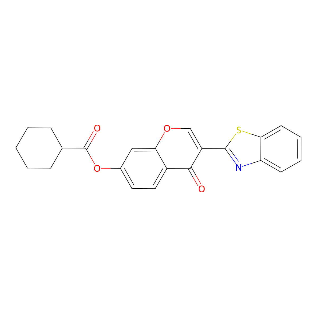 3-(benzo[d]thiazol-2-yl)-4-oxo-4H-chromen-7-yl cyclohexanecarboxylate molecular structure, CAS 618389-35-8