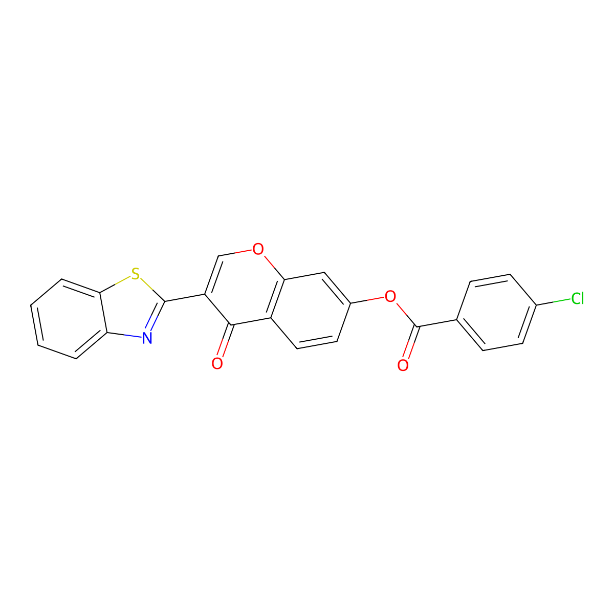 3-(1,3-benzothiazol-2-yl)-4-oxo-4H-chromen-7-yl 4-chlorobenzoate molecular structure, CAS 618389-37-0
