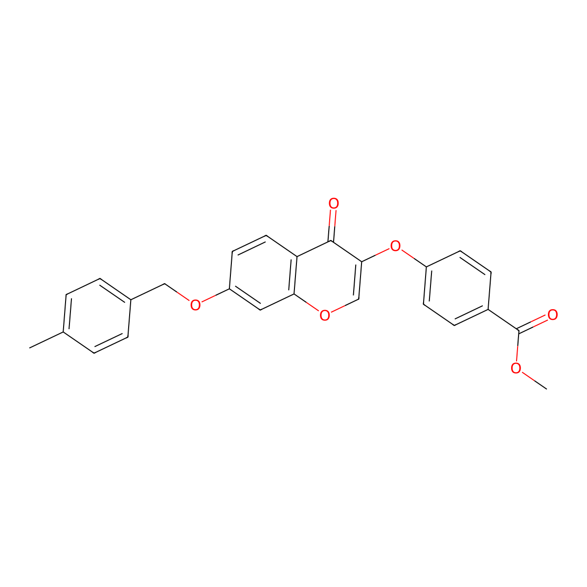 methyl 4-((7-((4-methylbenzyl)oxy)-4-oxo-4H-chromen-3-yl)oxy)benzoate molecular structure, CAS 618389-49-4