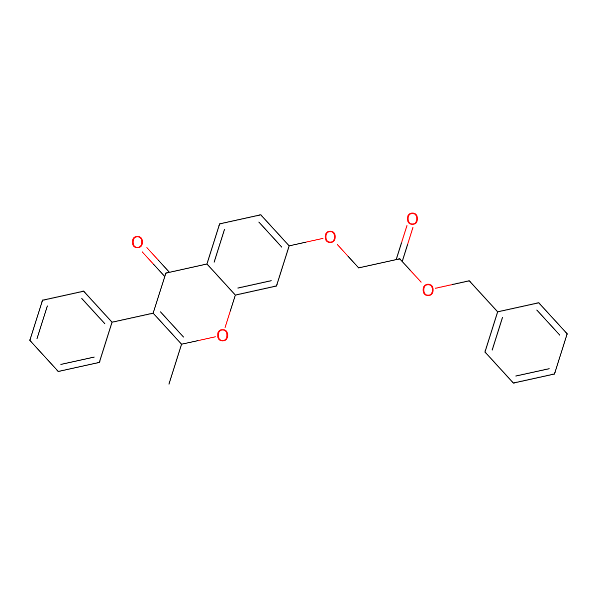 Benzyl 2-(2-methyl-4-oxo-3-phenylchromen-7-yl)oxyacetate molecular structure, CAS 618389-51-8