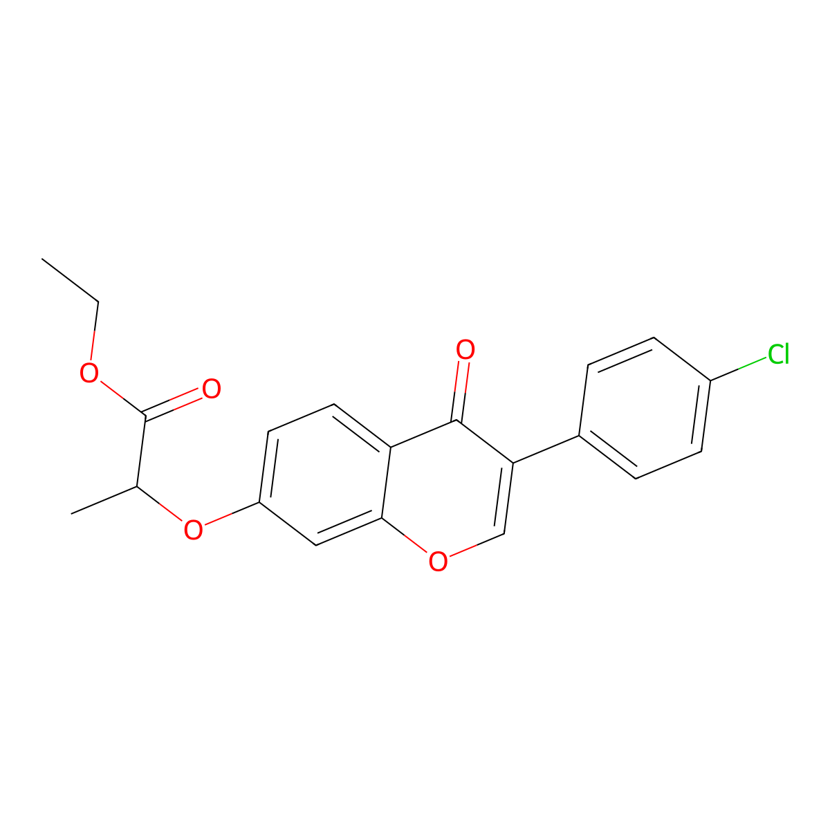 Ethyl 2-[3-(4-chlorophenyl)-4-oxochromen-7-yl]oxypropanoate molecular structure, CAS 618389-53-0