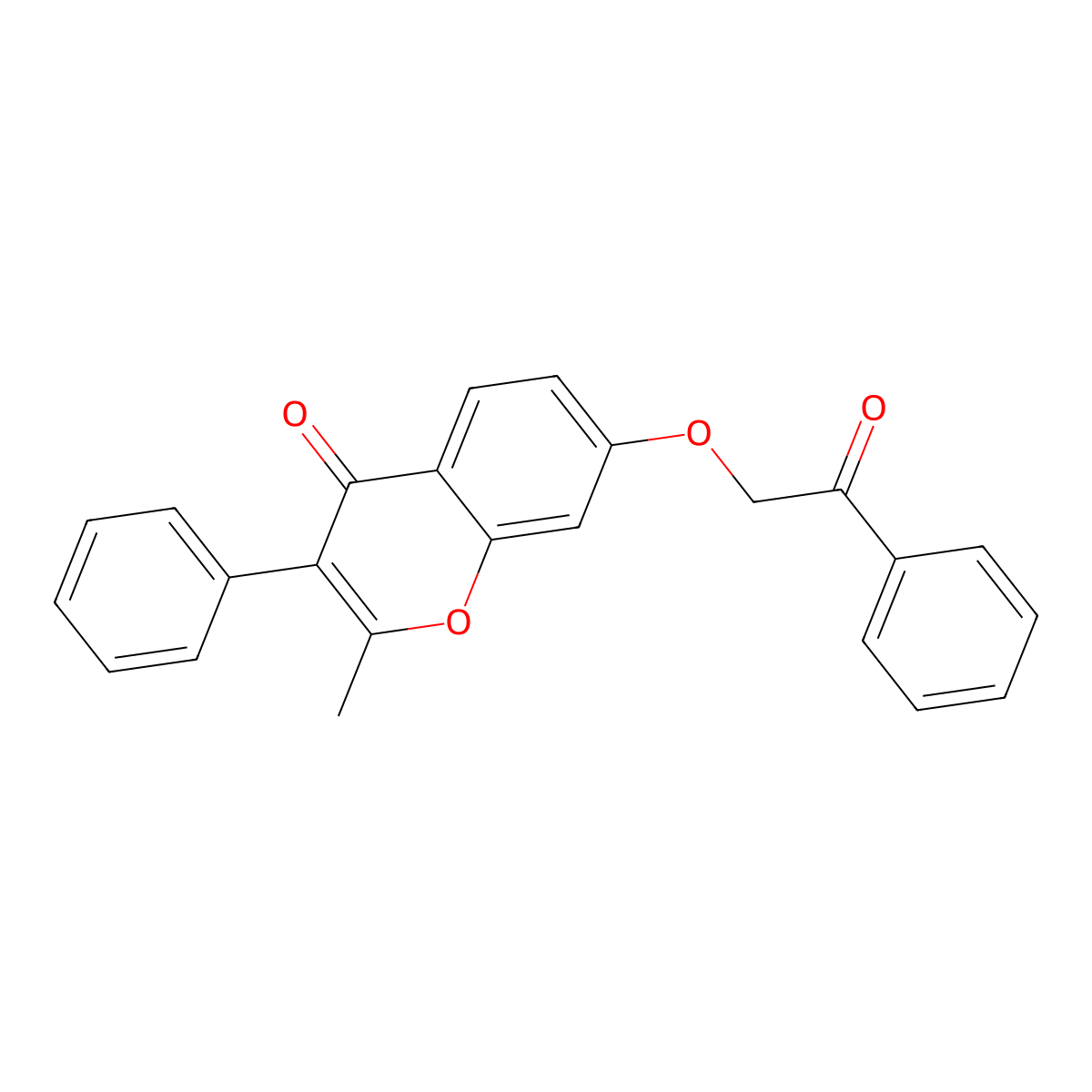 2-methyl-7-(2-oxo-2-phenylethoxy)-3-phenyl-4H-chromen-4-one molecular structure, CAS 618389-56-3