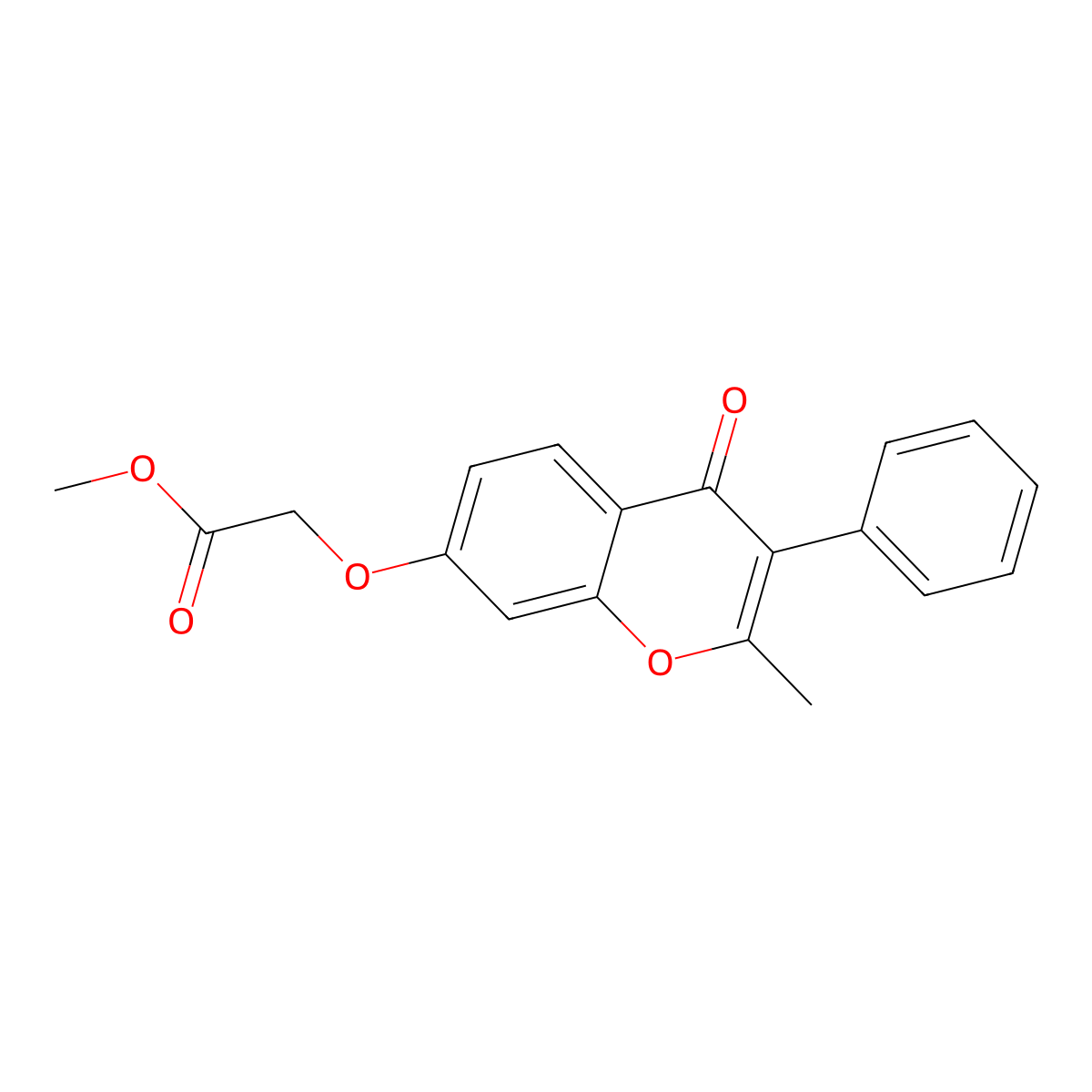 Methyl 2-(2-methyl-4-oxo-3-phenylchromen-7-yl)oxyacetate molecular structure, CAS 618389-58-5