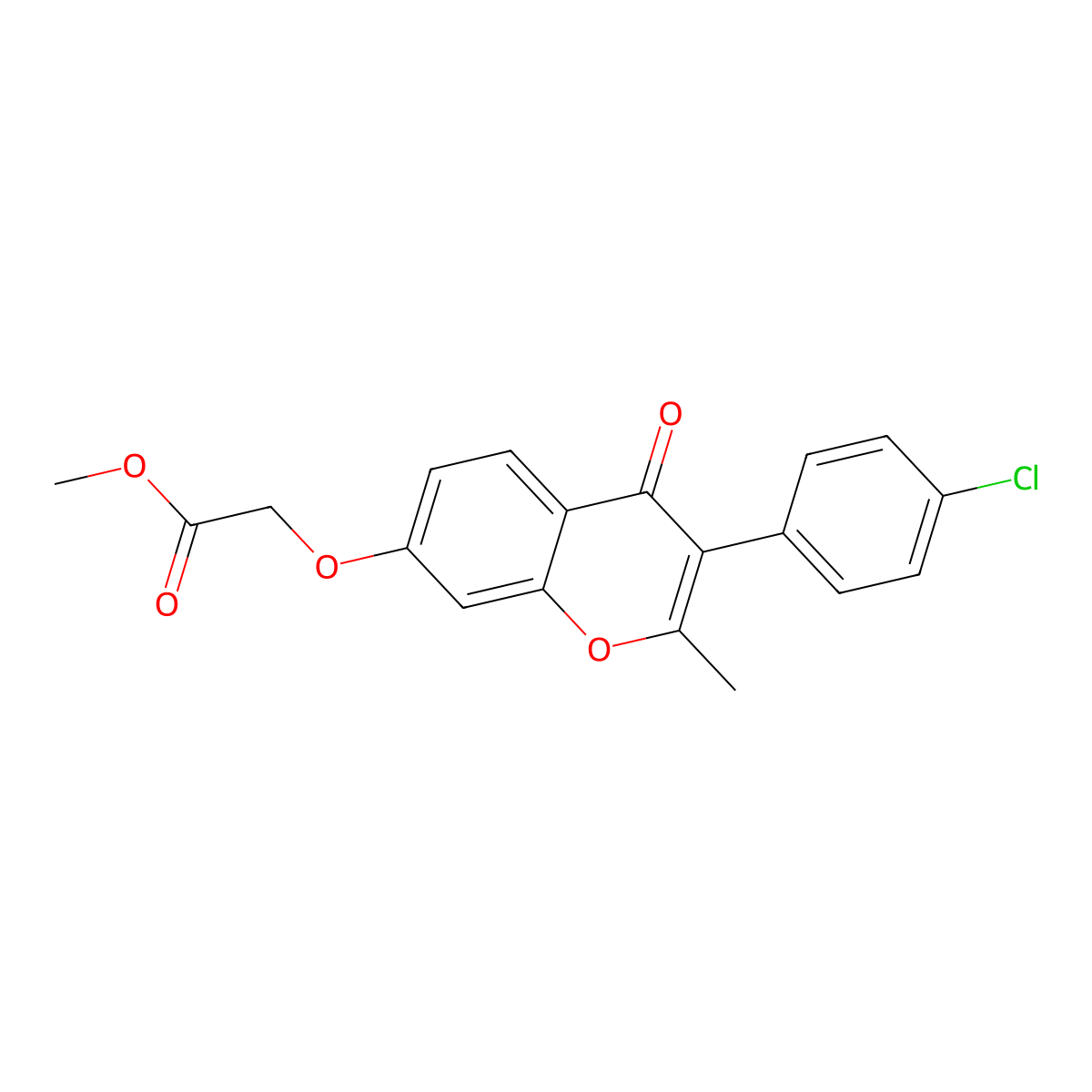 Methyl 2-[3-(4-chlorophenyl)-2-methyl-4-oxochromen-7-yl]oxyacetate molecular structure, CAS 618389-64-3