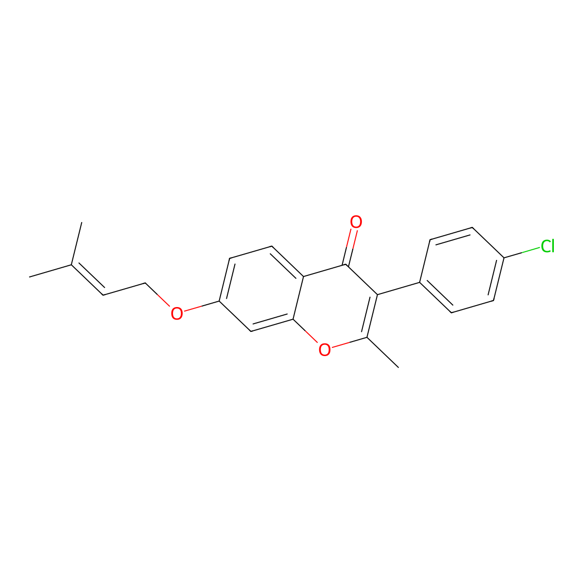 3-(4-chlorophenyl)-2-methyl-7-[(3-methylbut-2-en-1-yl)oxy]-4H-chromen-4-one molecular structure, CAS 618389-93-8
