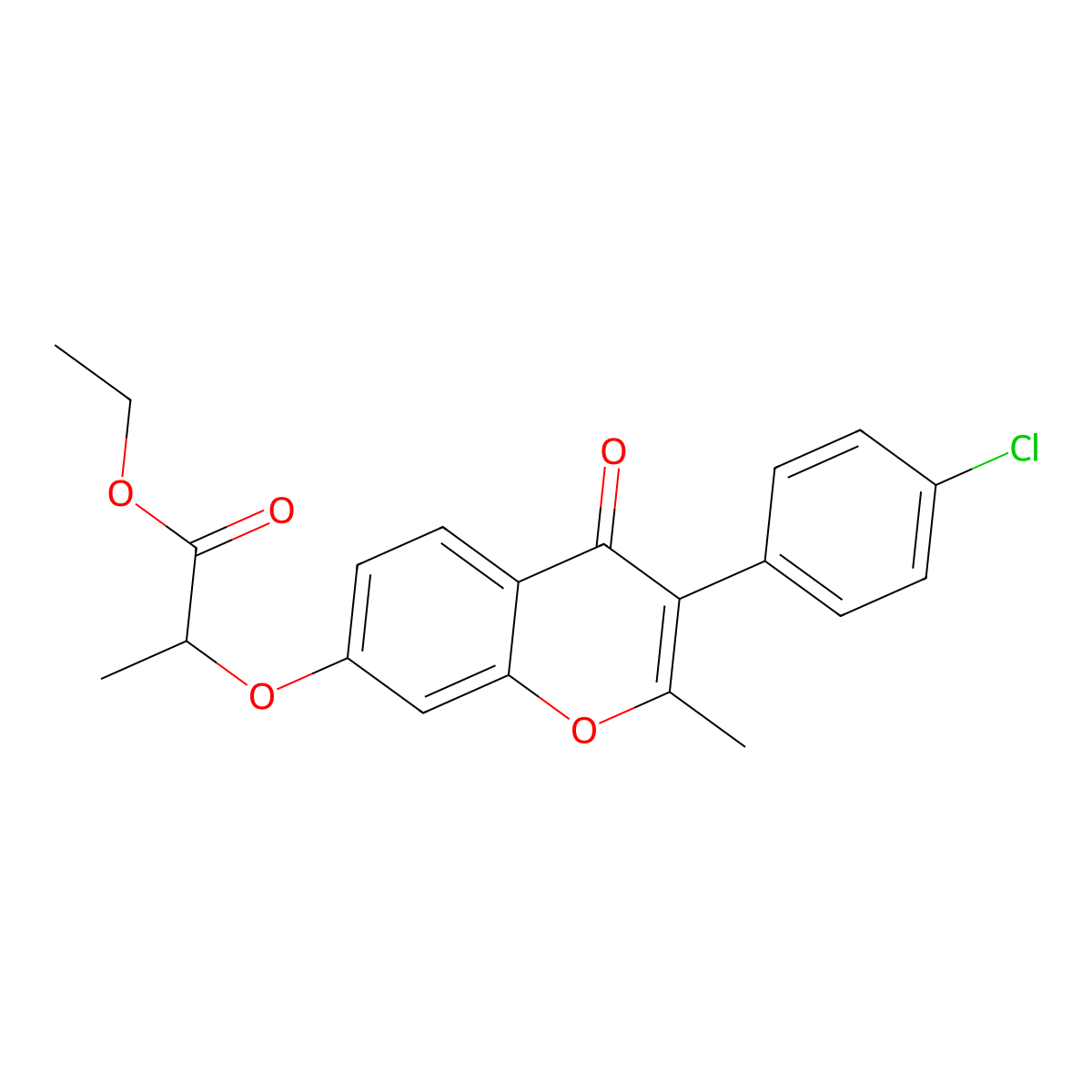 ethyl 2-((3-(4-chlorophenyl)-2-methyl-4-oxo-4H-chromen-7-yl)oxy)propanoate molecular structure, CAS 618390-12-8