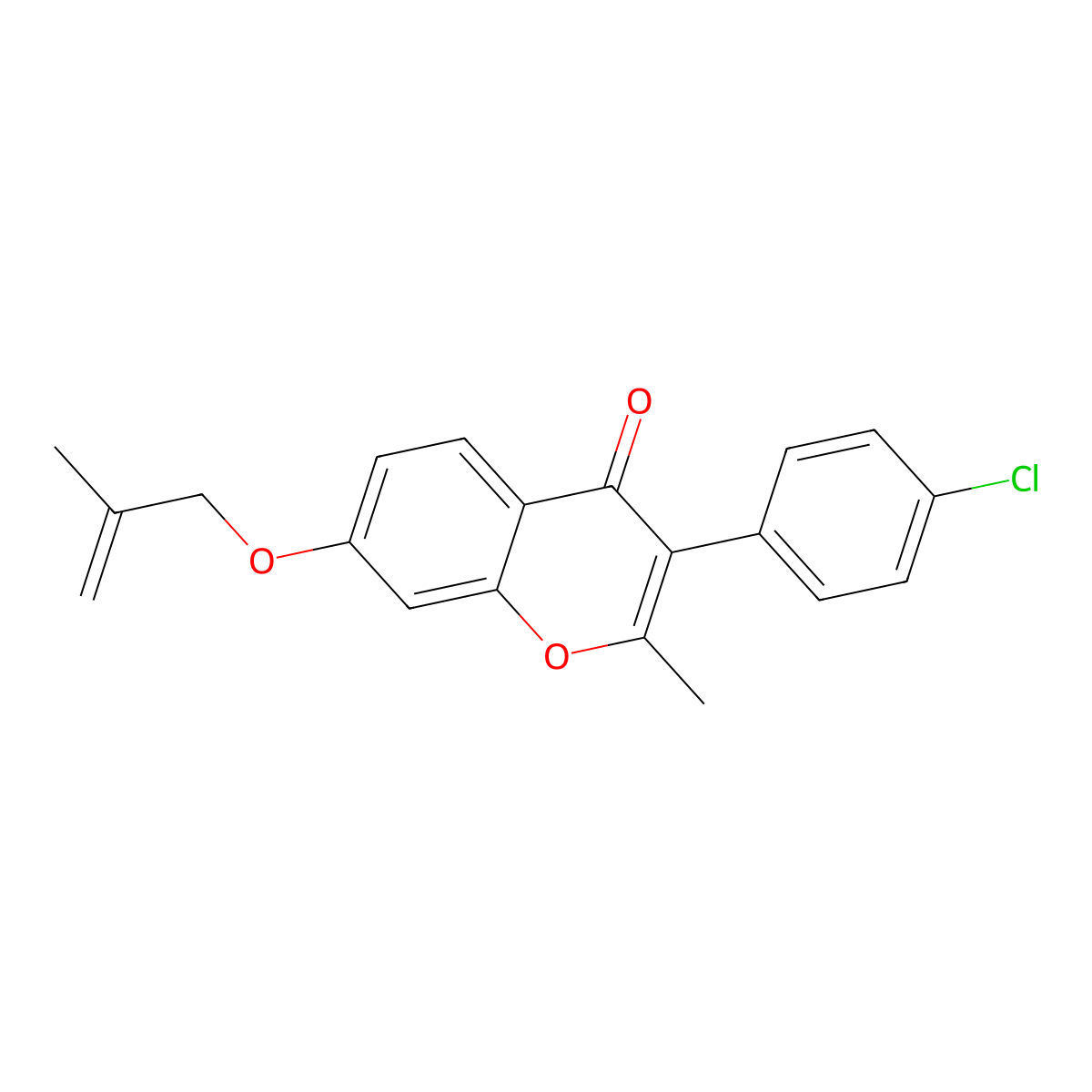 3-(4-chlorophenyl)-2-methyl-7-((2-methylallyl)oxy)-4H-chromen-4-one molecular structure, CAS 618390-14-0