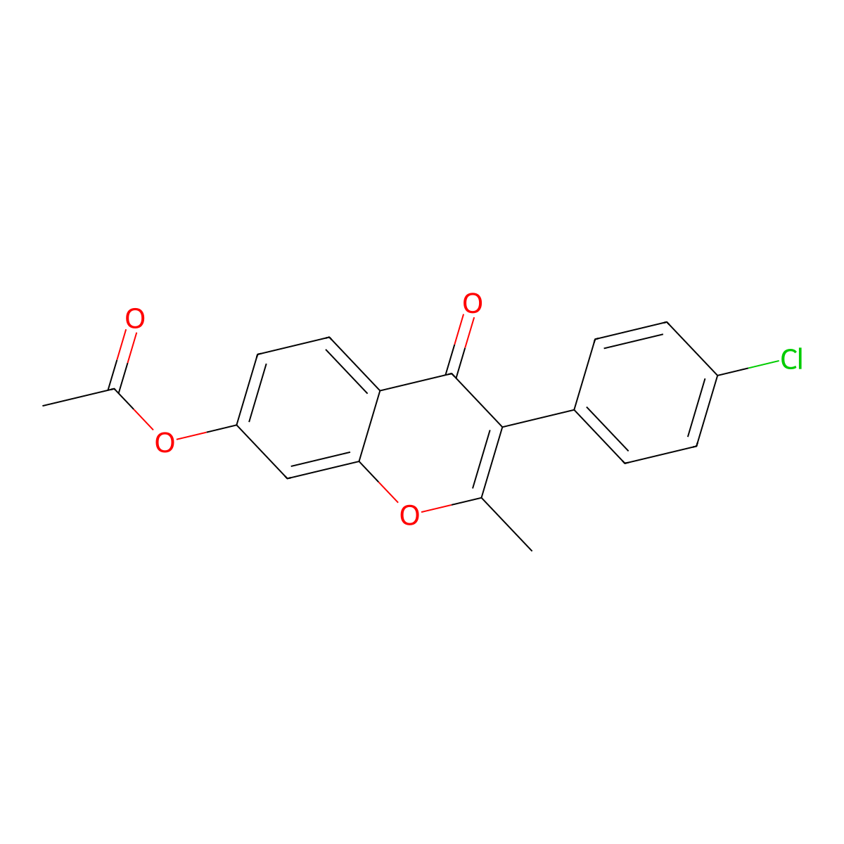3-(4-Chlorophenyl)-2-methyl-4-oxochromen-7-yl acetate molecular structure, CAS 618390-35-5