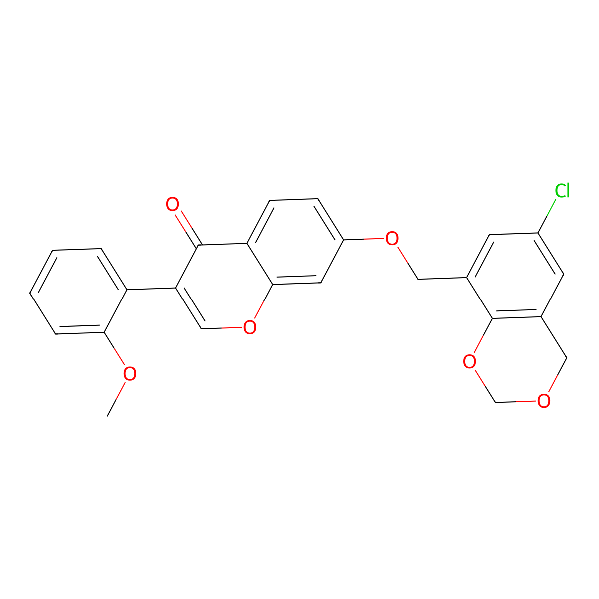 7-((6-chloro-4H-benzo[d][1,3]dioxin-8-yl)methoxy)-3-(2-methoxyphenyl)-4H-chromen-4-one molecular structure, CAS 618390-42-4