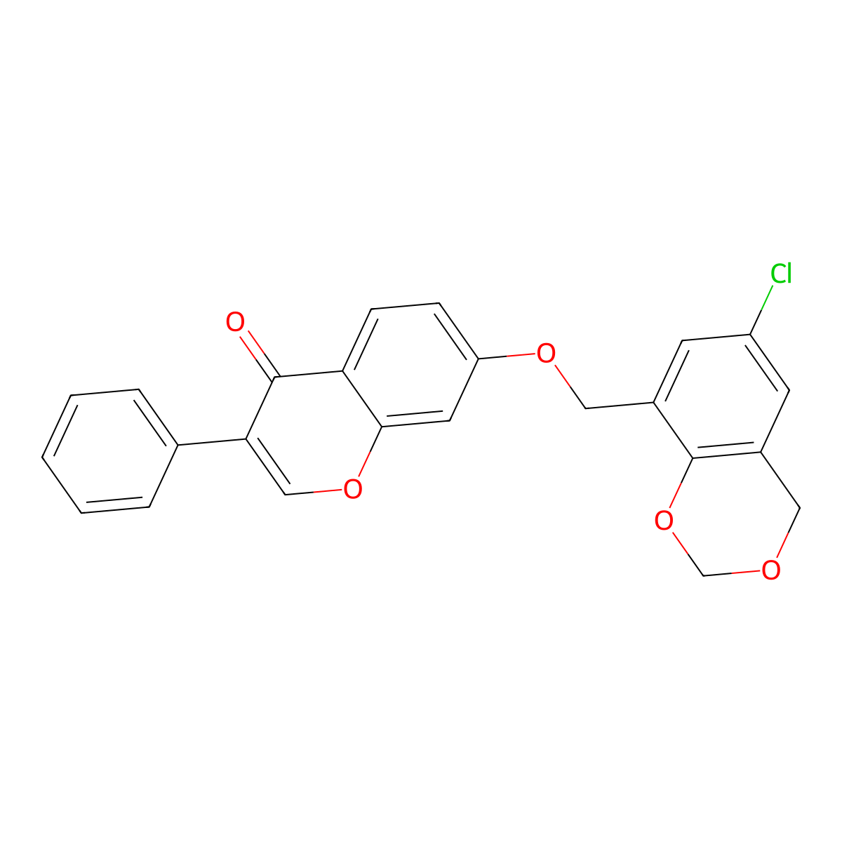7-((6-chloro-4H-benzo[d][1,3]dioxin-8-yl)methoxy)-3-phenyl-4H-chromen-4-one molecular structure, CAS 618390-49-1