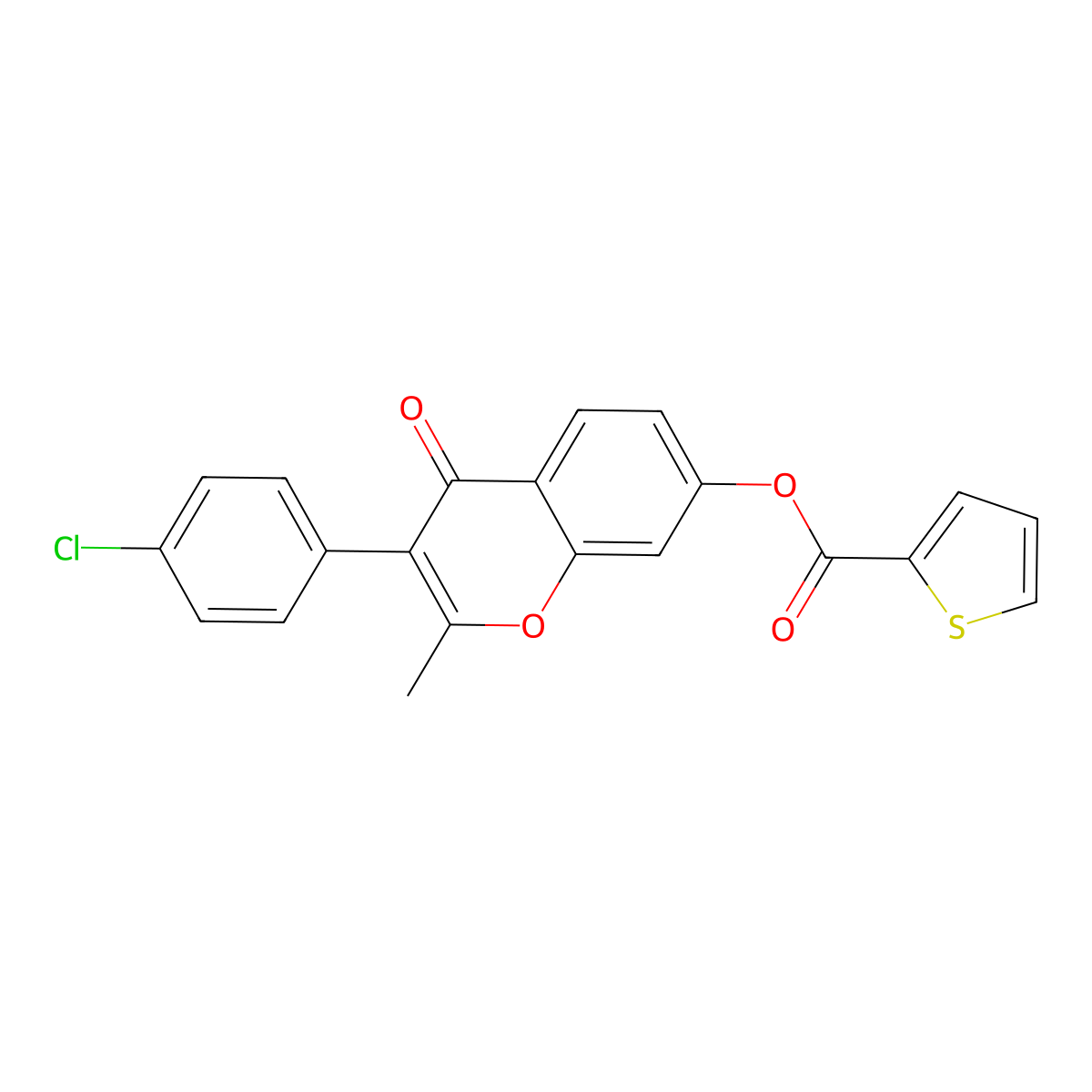 3-(4-chlorophenyl)-2-methyl-4-oxo-4H-chromen-7-yl thiophene-2-carboxylate molecular structure, CAS 618390-52-6