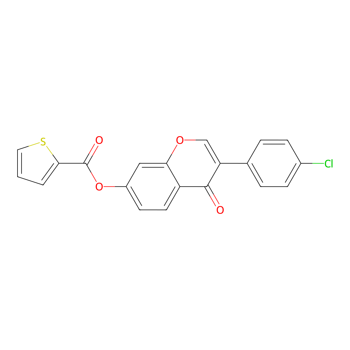 3-(4-chlorophenyl)-4-oxo-4H-chromen-7-yl thiophene-2-carboxylate molecular structure, CAS 618390-54-8
