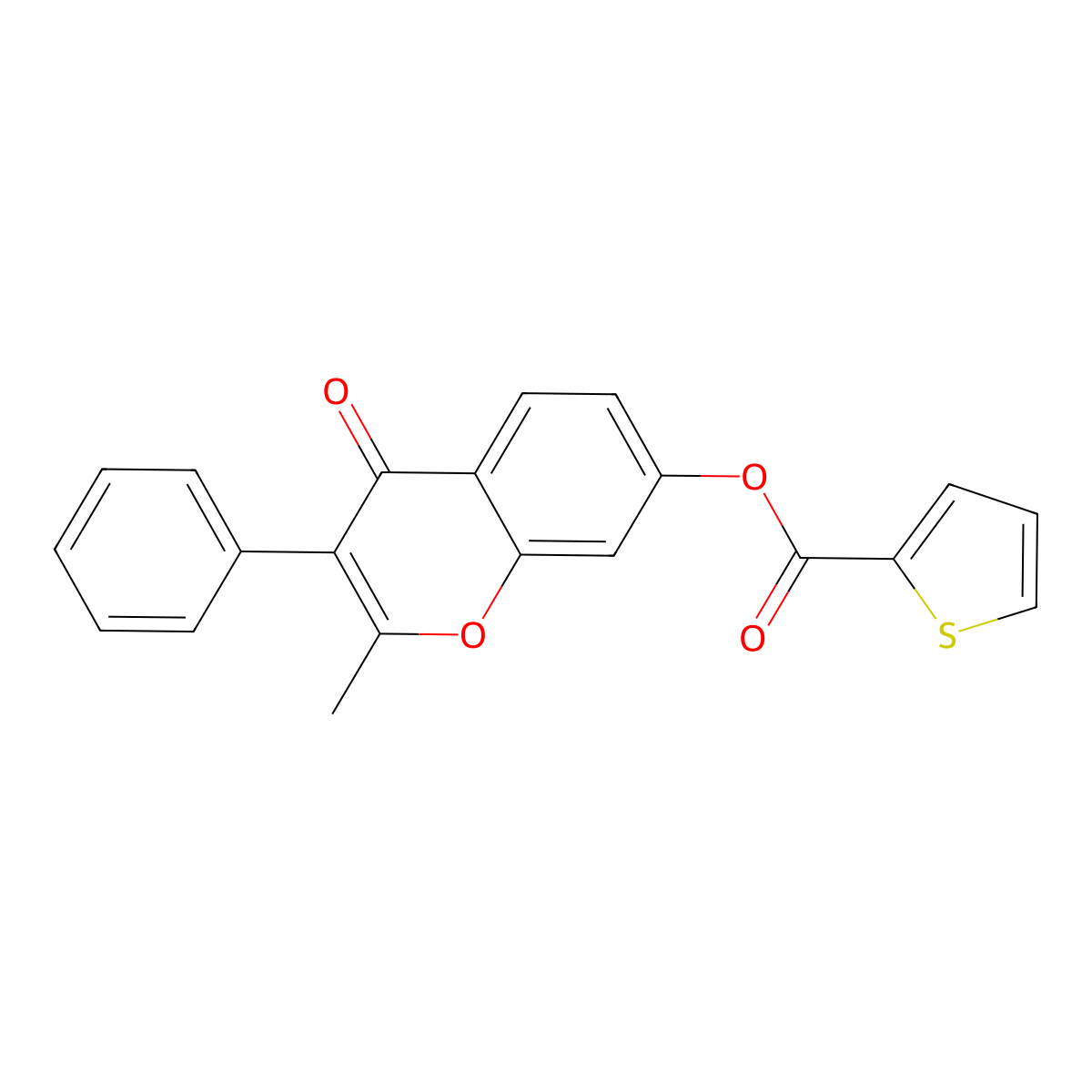 2-methyl-4-oxo-3-phenyl-4H-chromen-7-yl thiophene-2-carboxylate molecular structure, CAS 618390-55-9