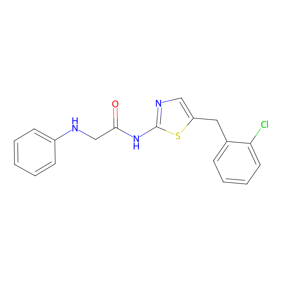 N-(5-(2-chlorobenzyl)thiazol-2-yl)-2-(phenylamino)acetamide molecular structure, CAS 618390-72-0