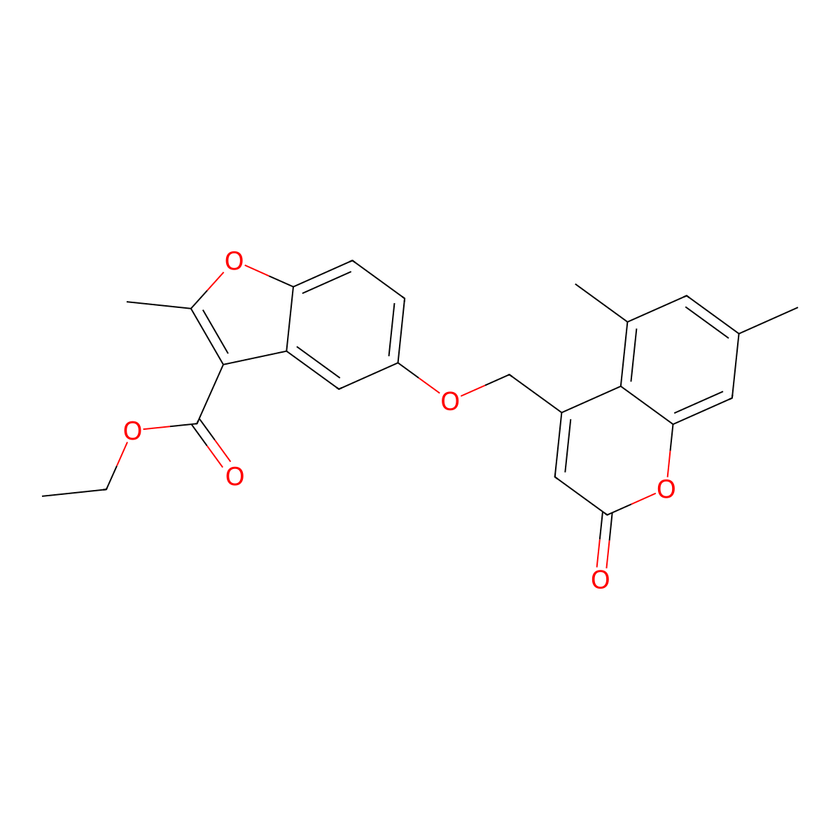 ethyl 5-[(5,7-dimethyl-2-oxo-2H-chromen-4-yl)methoxy]-2-methyl-1-benzofuran-3-carboxylate molecular structure, CAS 618390-83-3