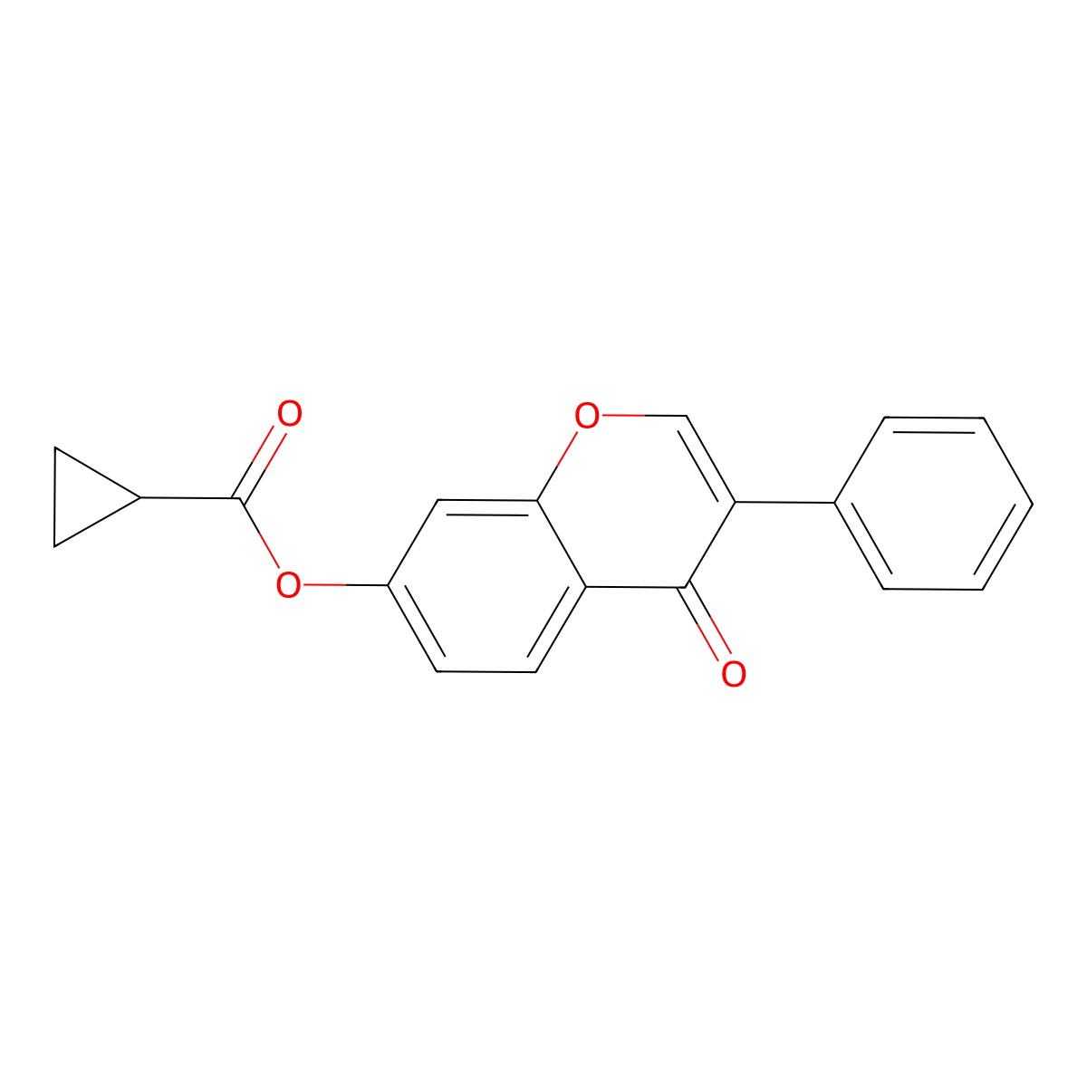 4-oxo-3-phenyl-4H-chromen-7-yl cyclopropanecarboxylate molecular structure, CAS 618391-03-0