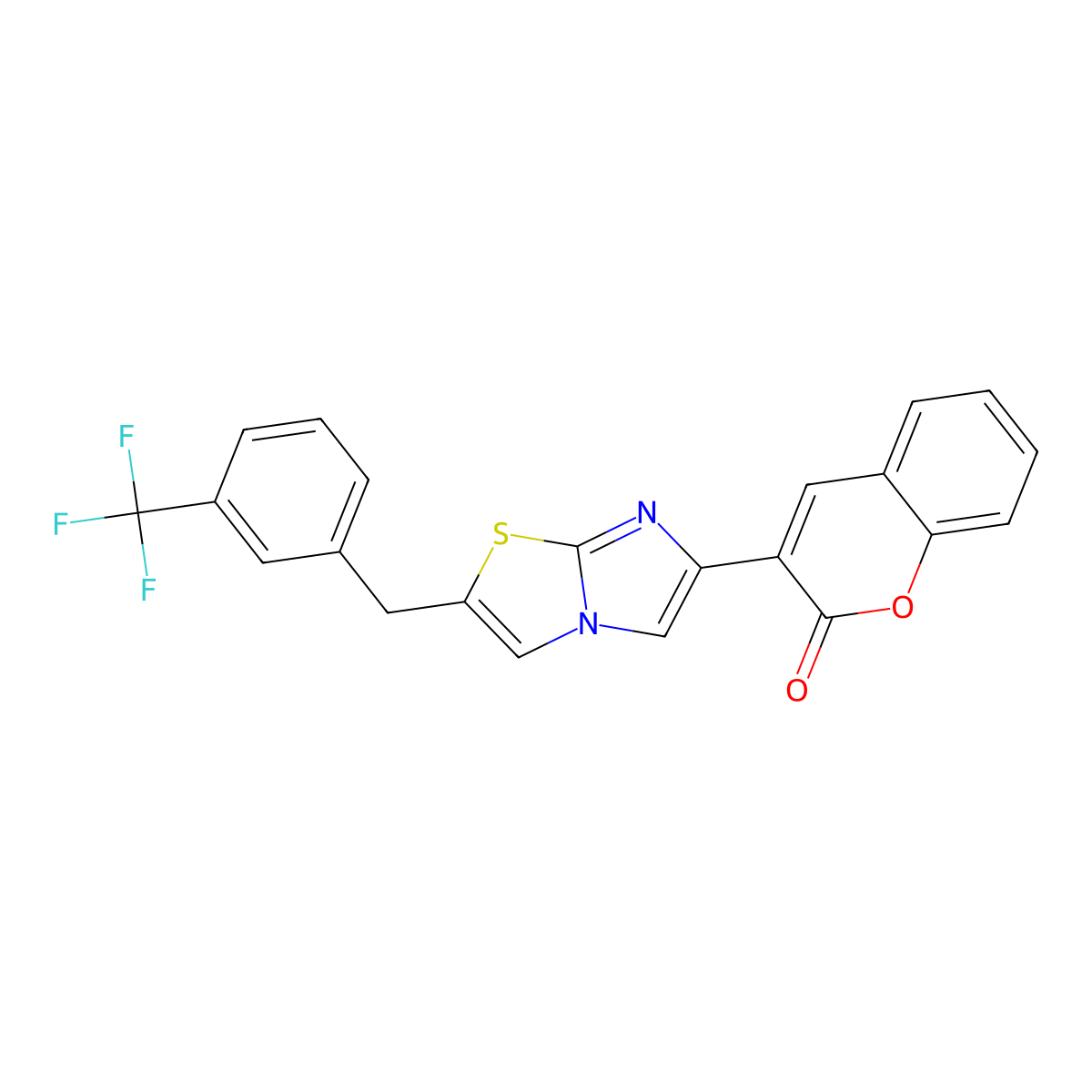 3-{2-[3-(trifluoromethyl)benzyl]imidazo[2,1-b][1,3]thiazol-6-yl}-2H-chromen-2-one molecular structure, CAS 618391-40-5