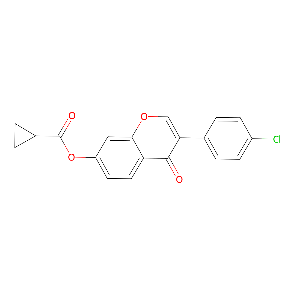 3-(4-chlorophenyl)-4-oxo-4H-chromen-7-yl cyclopropanecarboxylate molecular structure, CAS 618391-45-0