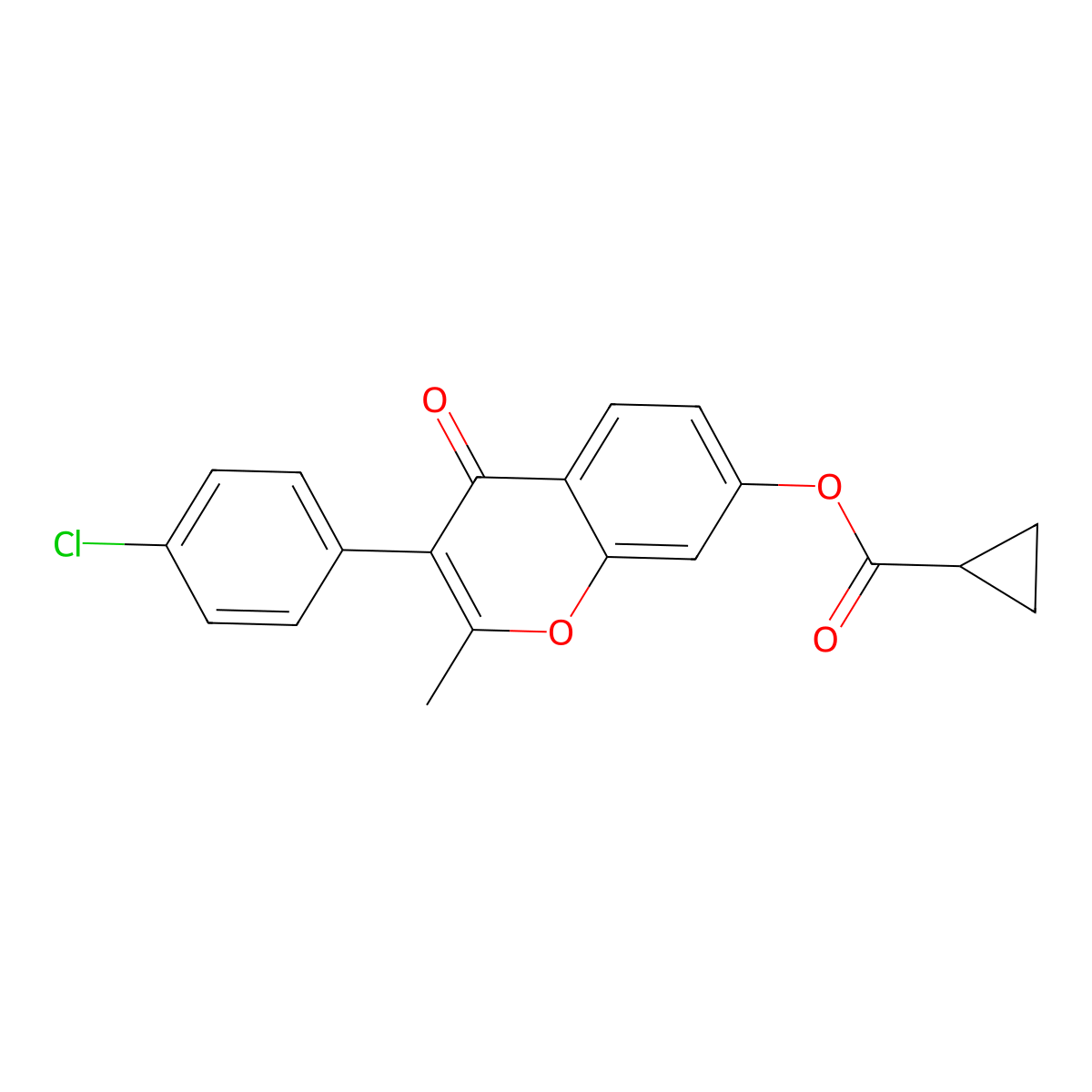 3-(4-chlorophenyl)-2-methyl-4-oxo-4H-chromen-7-yl cyclopropanecarboxylate molecular structure, CAS 618391-57-4