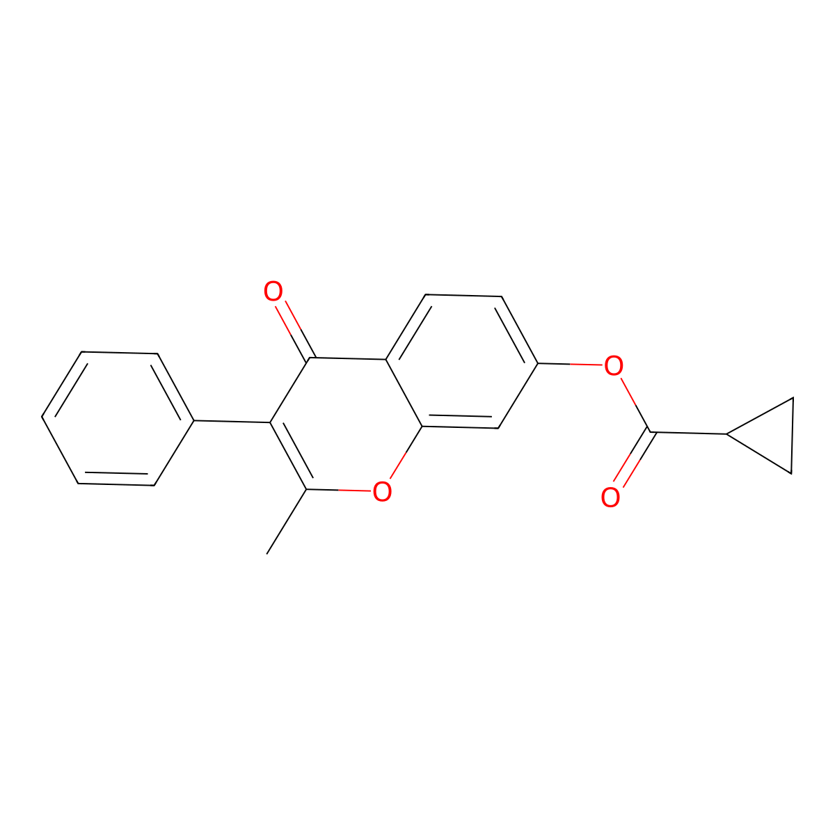 2-methyl-4-oxo-3-phenyl-4H-chromen-7-yl cyclopropanecarboxylate molecular structure, CAS 618391-59-6