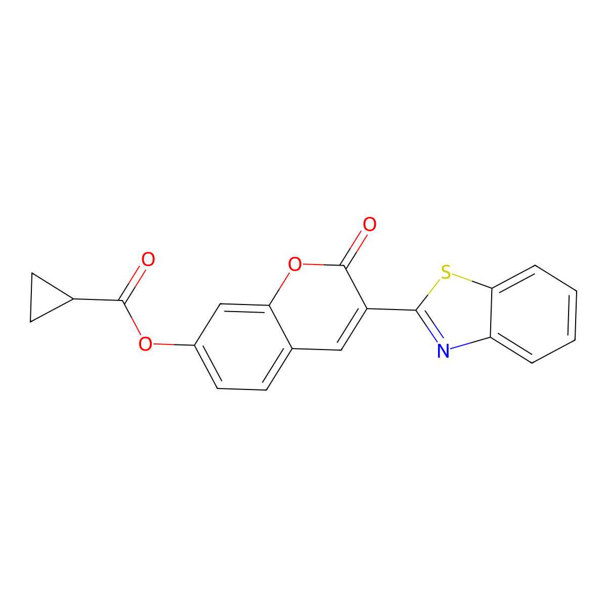 3-(1,3-benzothiazol-2-yl)-2-oxo-2H-chromen-7-yl cyclopropanecarboxylate molecular structure, CAS 618391-68-7
