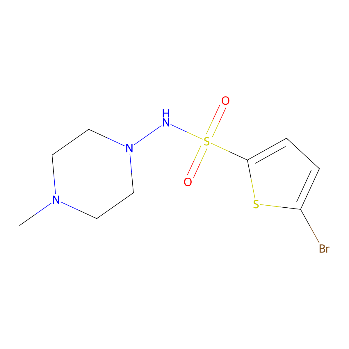 5-bromo-N-(4-methyl-1-piperazinyl)-2-thiophenesulfonamide molecular structure, CAS 618392-91-9
