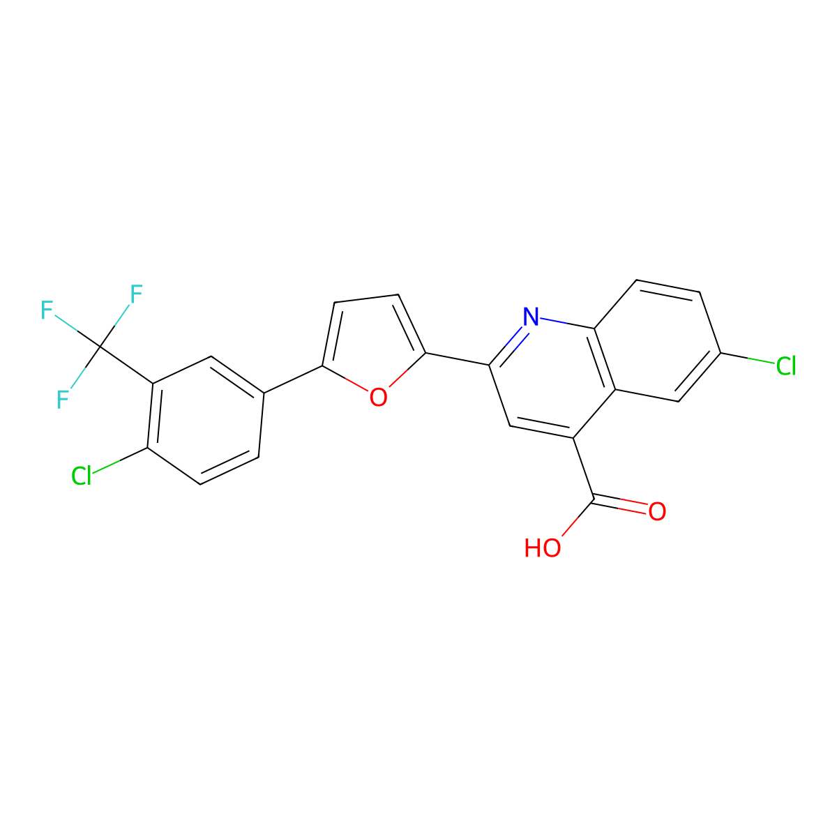 6-Chloro-2-{5-[4-chloro-3-(trifluoromethyl)phenyl]furan-2-yl}quinoline-4-carboxylic acid molecular structure, CAS 618392-95-3