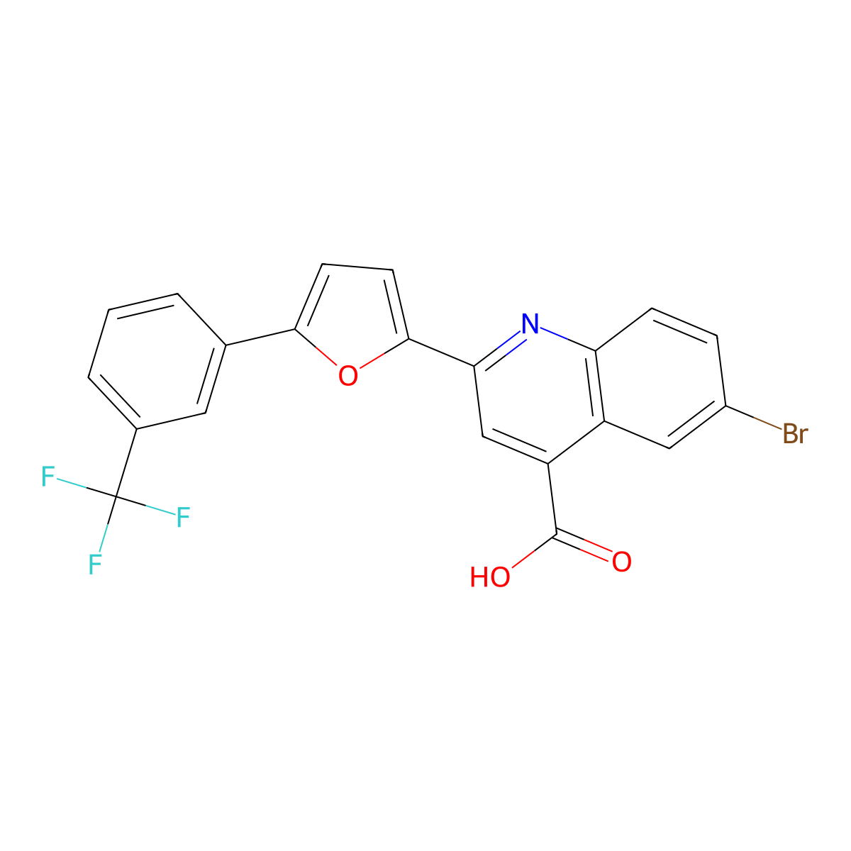 6-Bromo-2-{5-[3-(trifluoromethyl)phenyl]furan-2-yl}quinoline-4-carboxylic acid molecular structure, CAS 618393-21-8