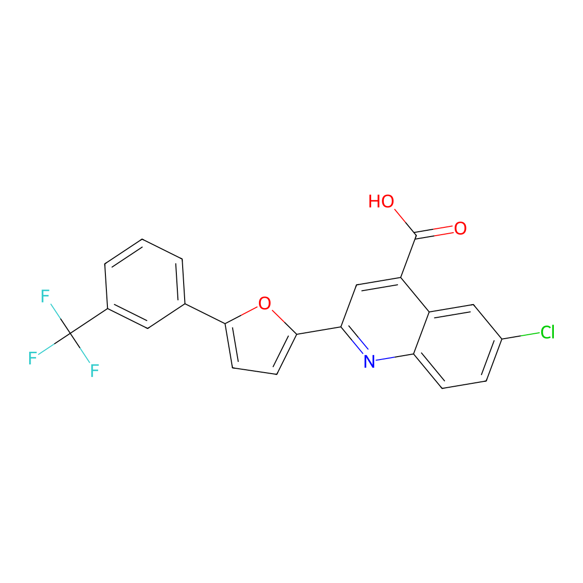 6-Chloro-2-{5-[3-(trifluoromethyl)phenyl]furan-2-yl}quinoline-4-carboxylic acid molecular structure, CAS 618393-27-4