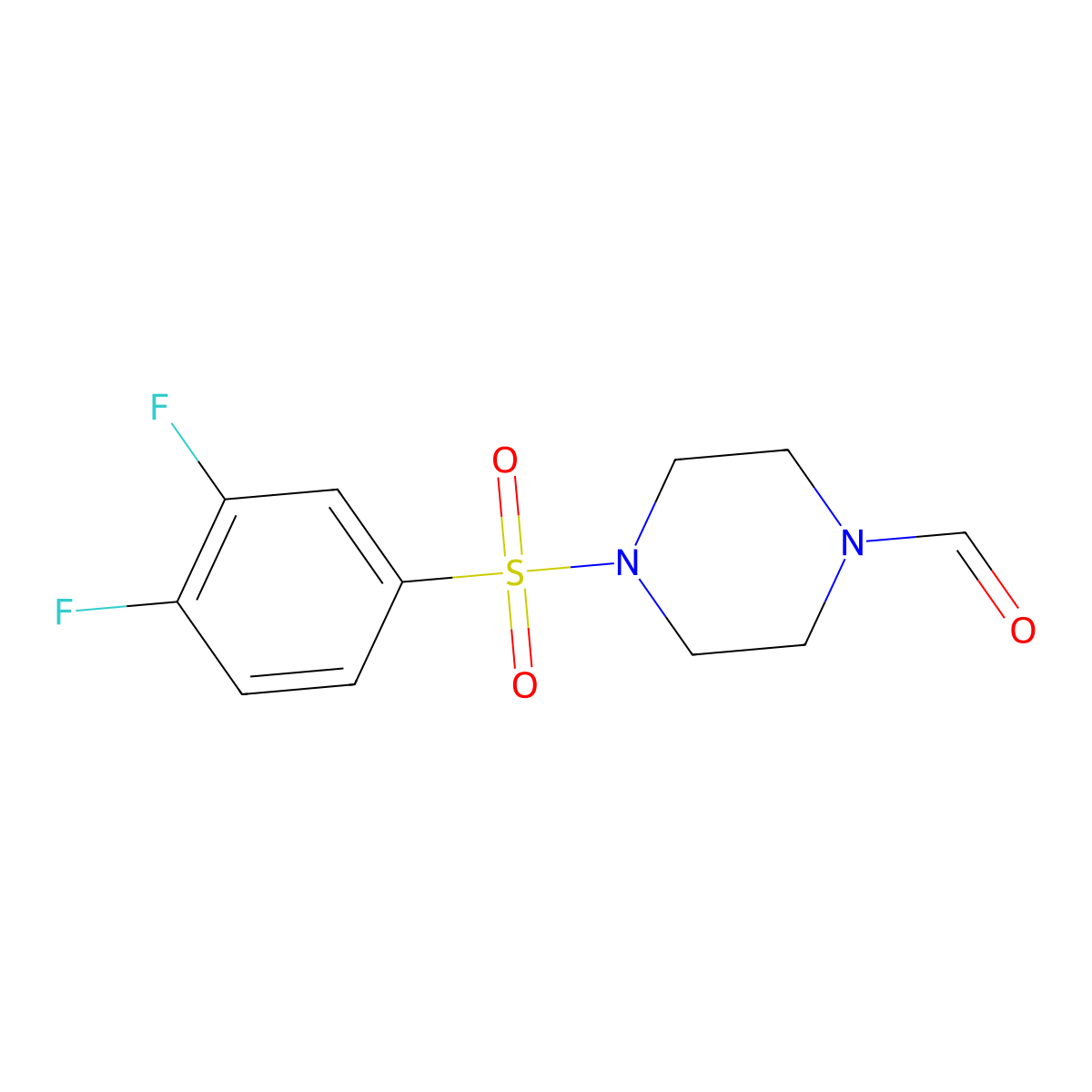 4-(3,4-Difluorobenzenesulfonyl)piperazine-1-carbaldehyde molecular structure, CAS 618393-75-2