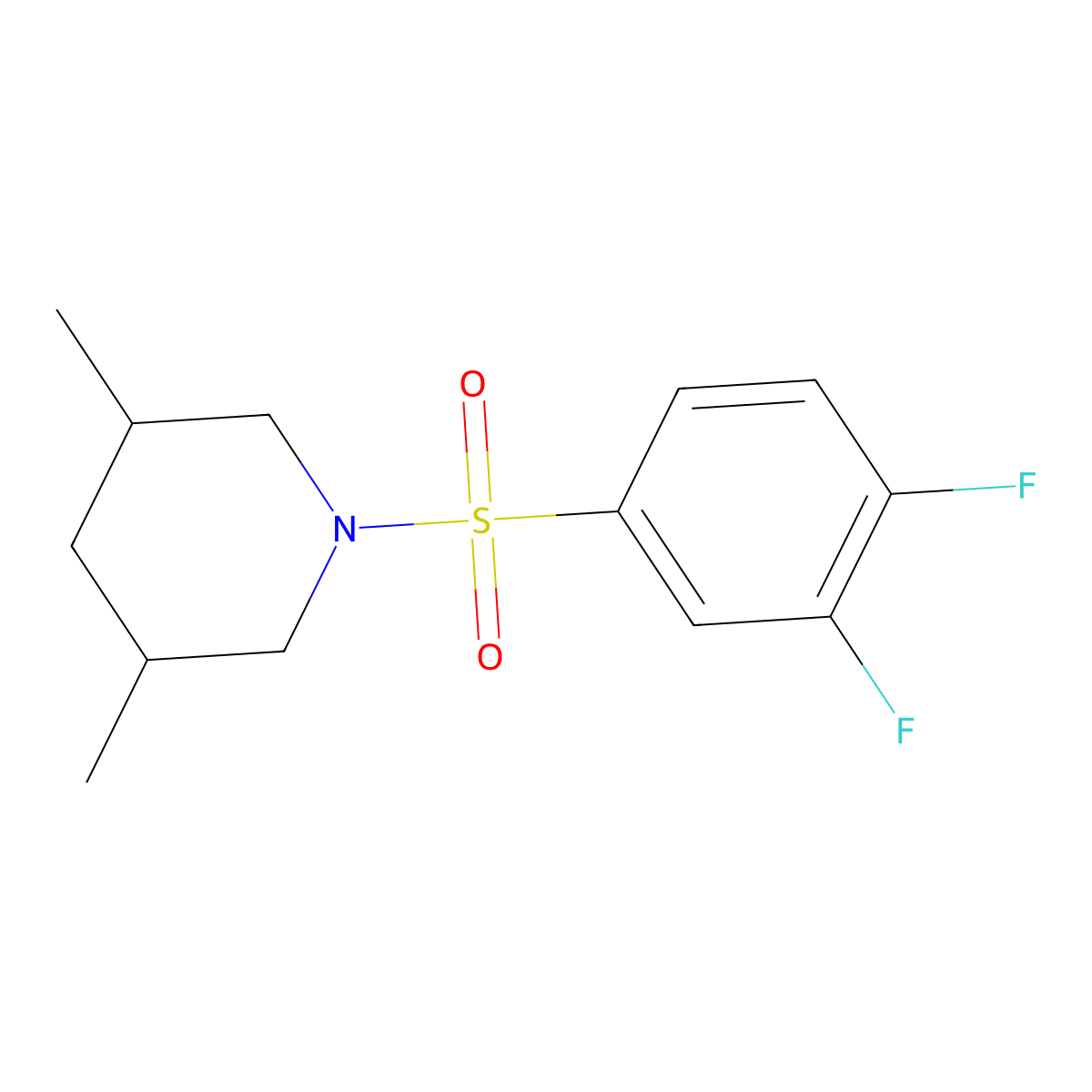 1-(3,4-Difluorobenzenesulfonyl)-3,5-dimethylpiperidine molecular structure, CAS 618393-86-5