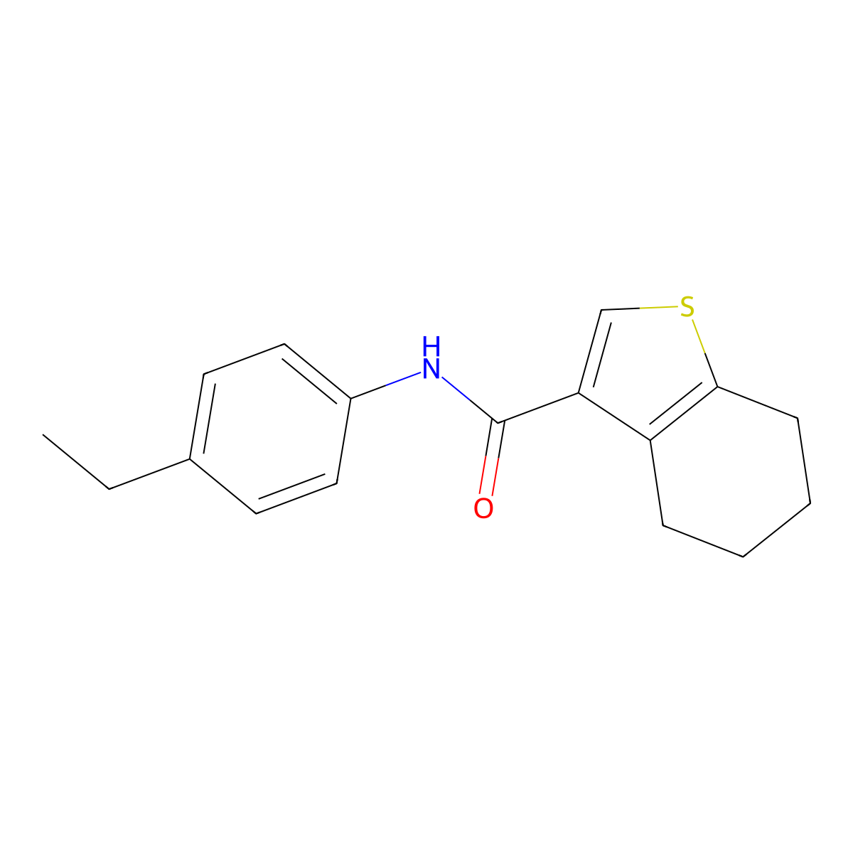 N-(4-ethylphenyl)-4,5,6,7-tetrahydro-1-benzothiophene-3-carboxamide molecular structure, CAS 618393-96-7