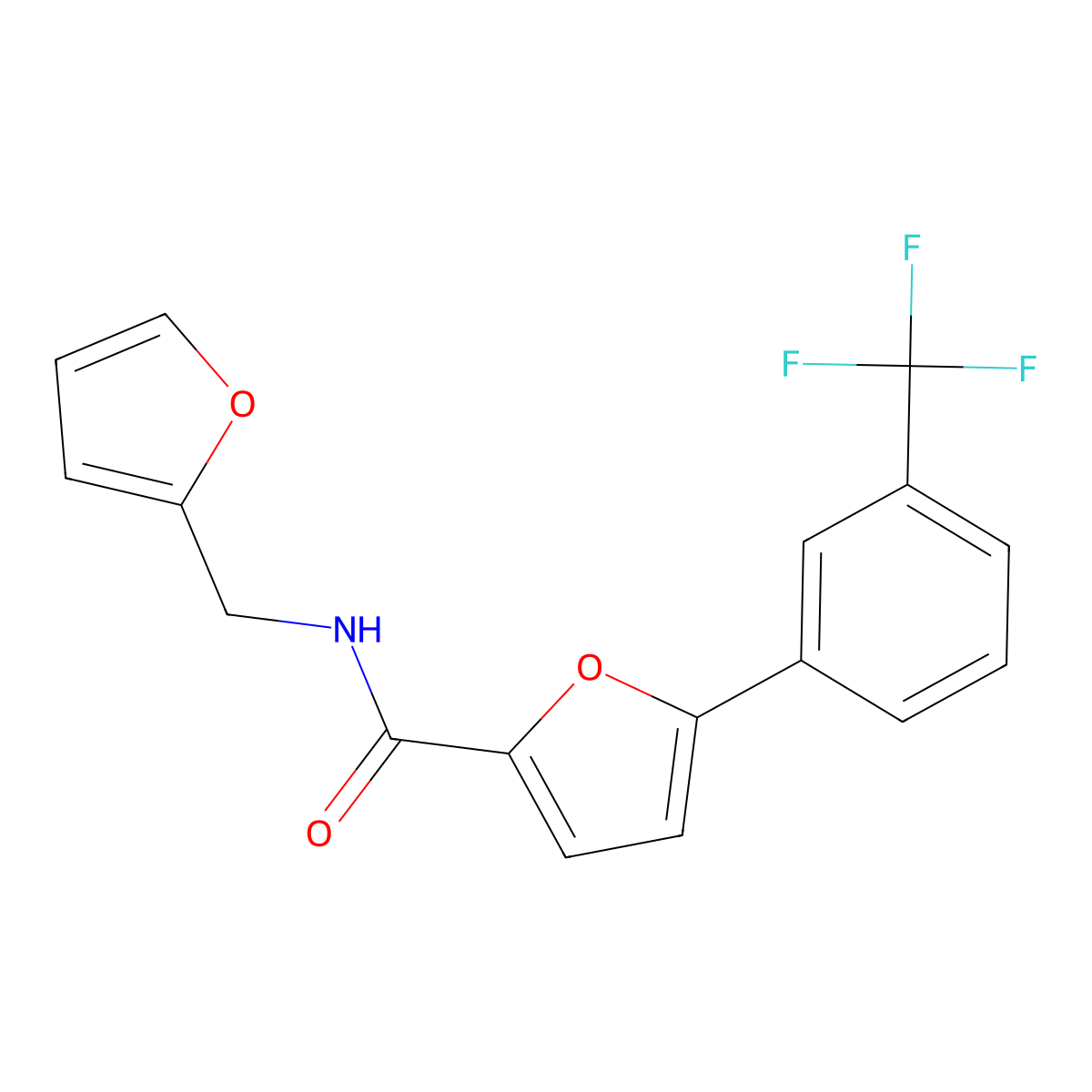 N-(furan-2-ylmethyl)-5-[3-(trifluoromethyl)phenyl]furan-2-carboxamide molecular structure, CAS 618394-84-6